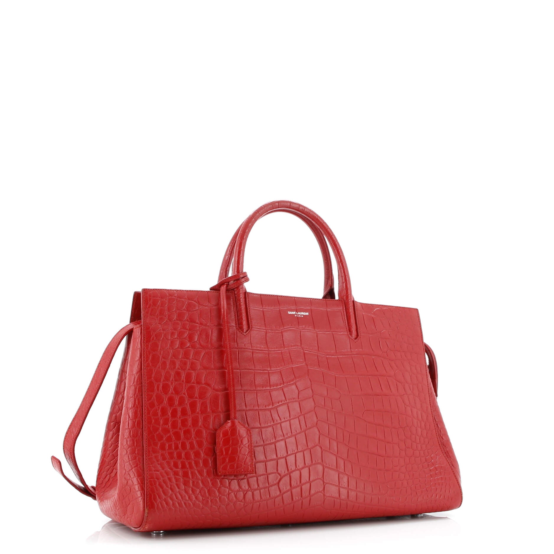 Saint Laurent Rive Gauche Cabas Crocodile Embossed Leather Medium