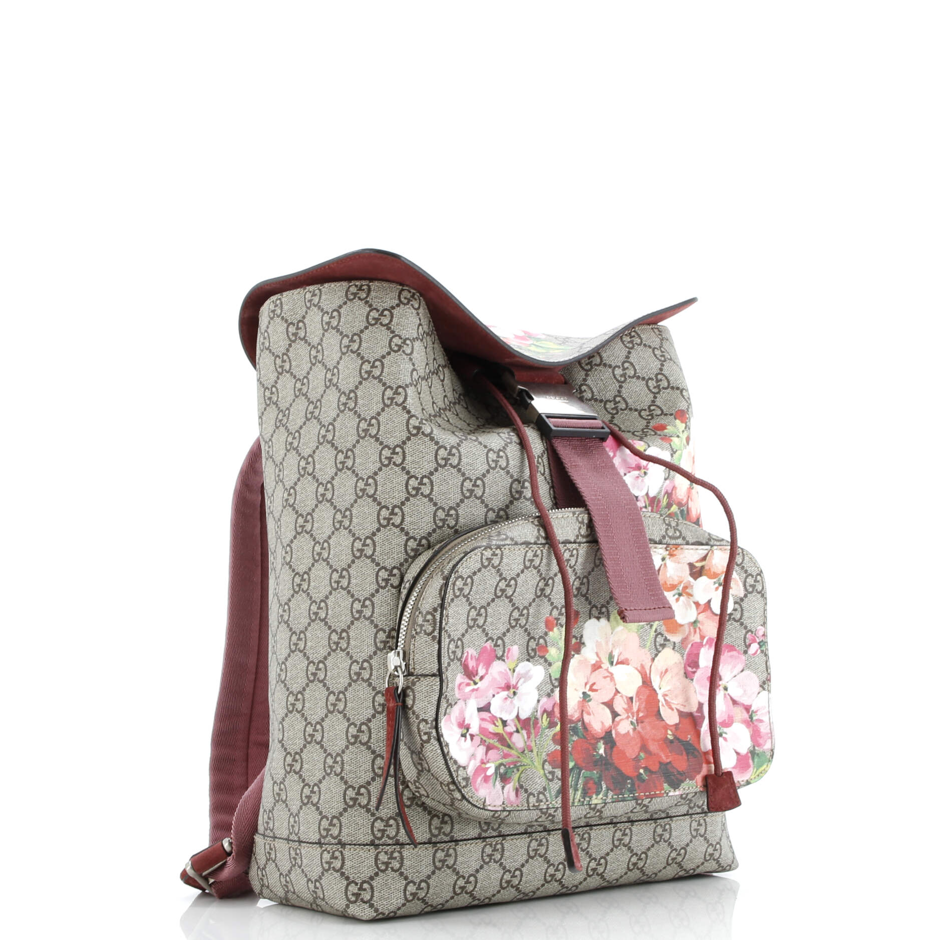 Gucci Buckle Backpack Blooms Print GG Coated Canvas Medium