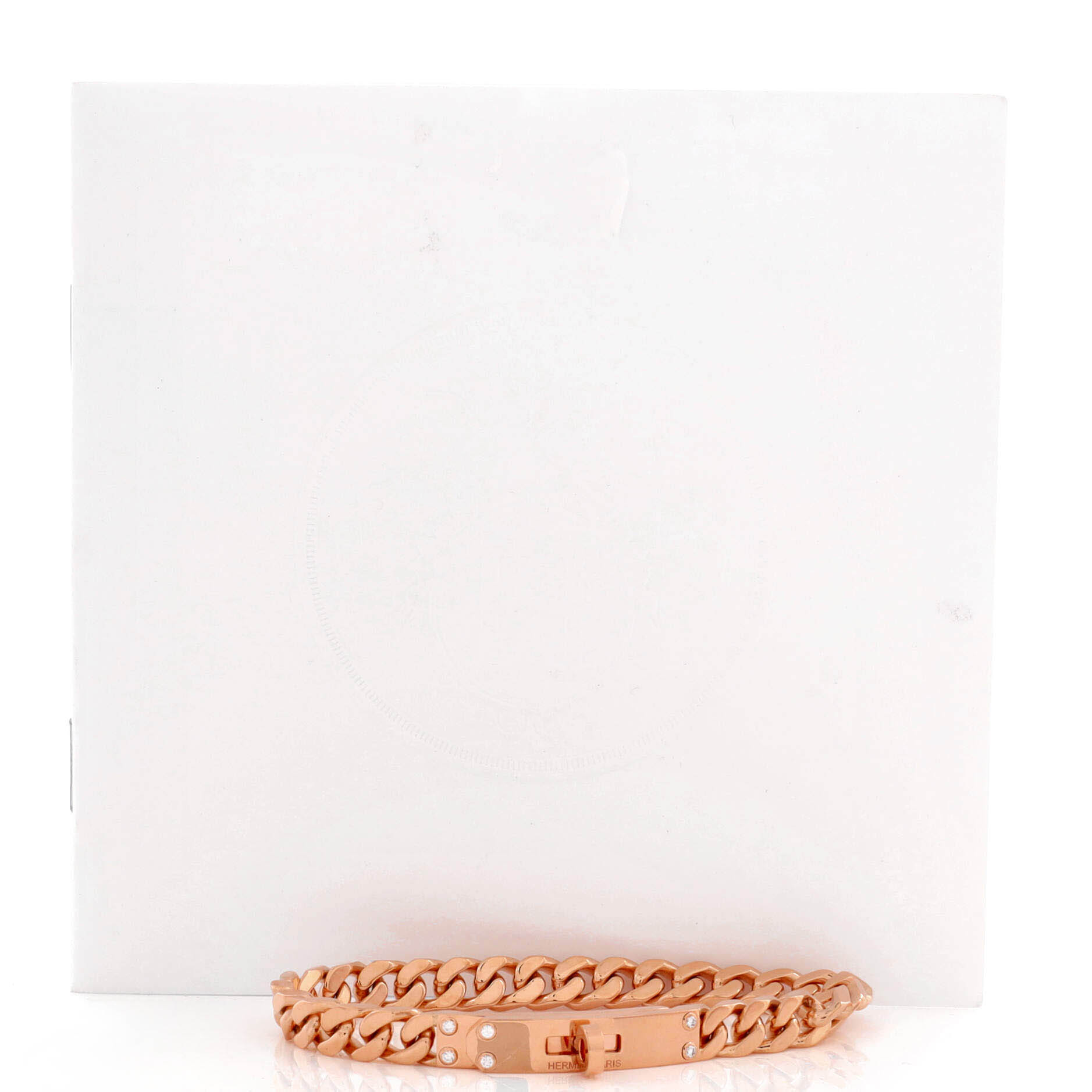 Hermes Kelly Gourmette Bracelet 18K Rose Gold with Diamonds Very Small