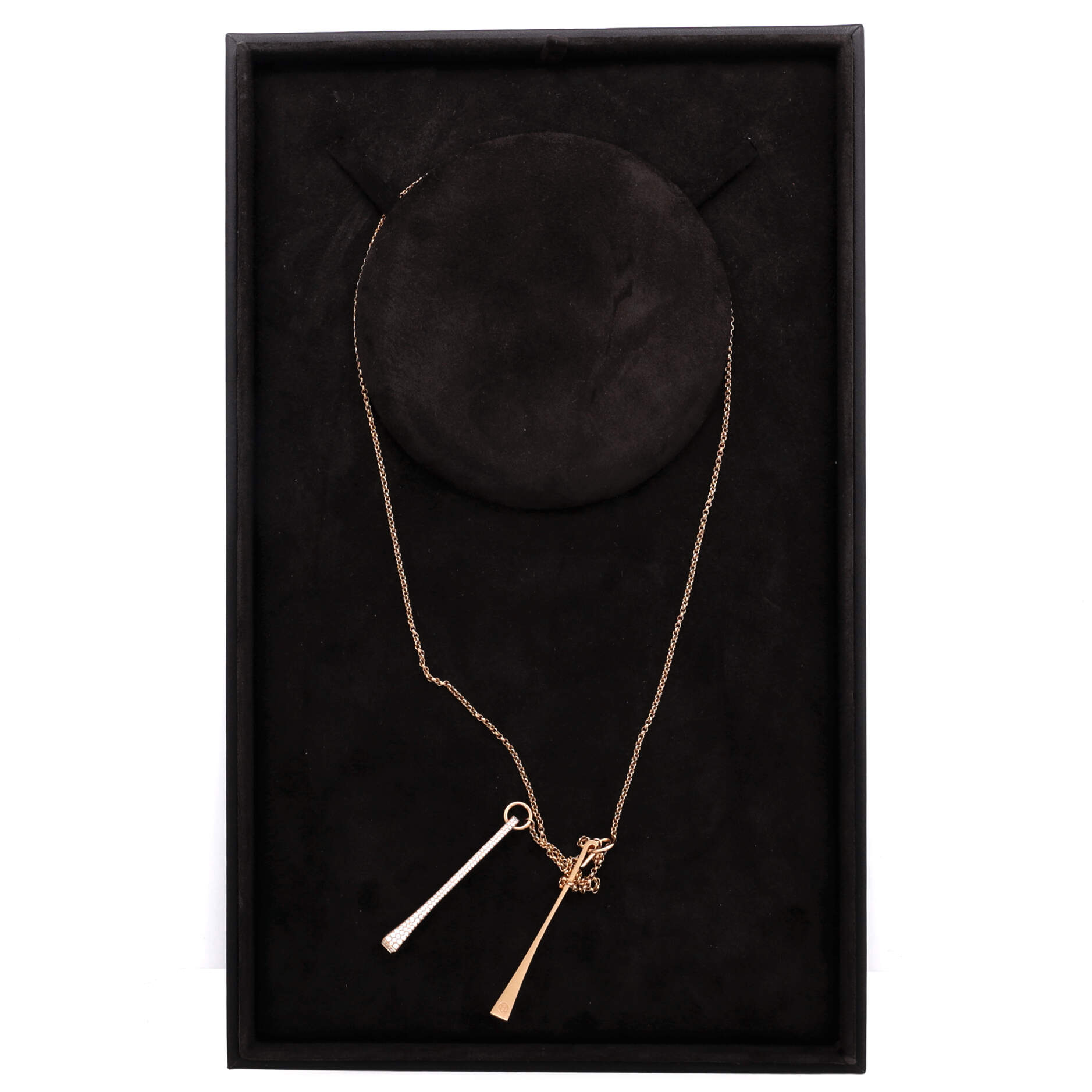 Hermes Clou De Forge Lariat Necklace 18K Rose Gold and Diamonds