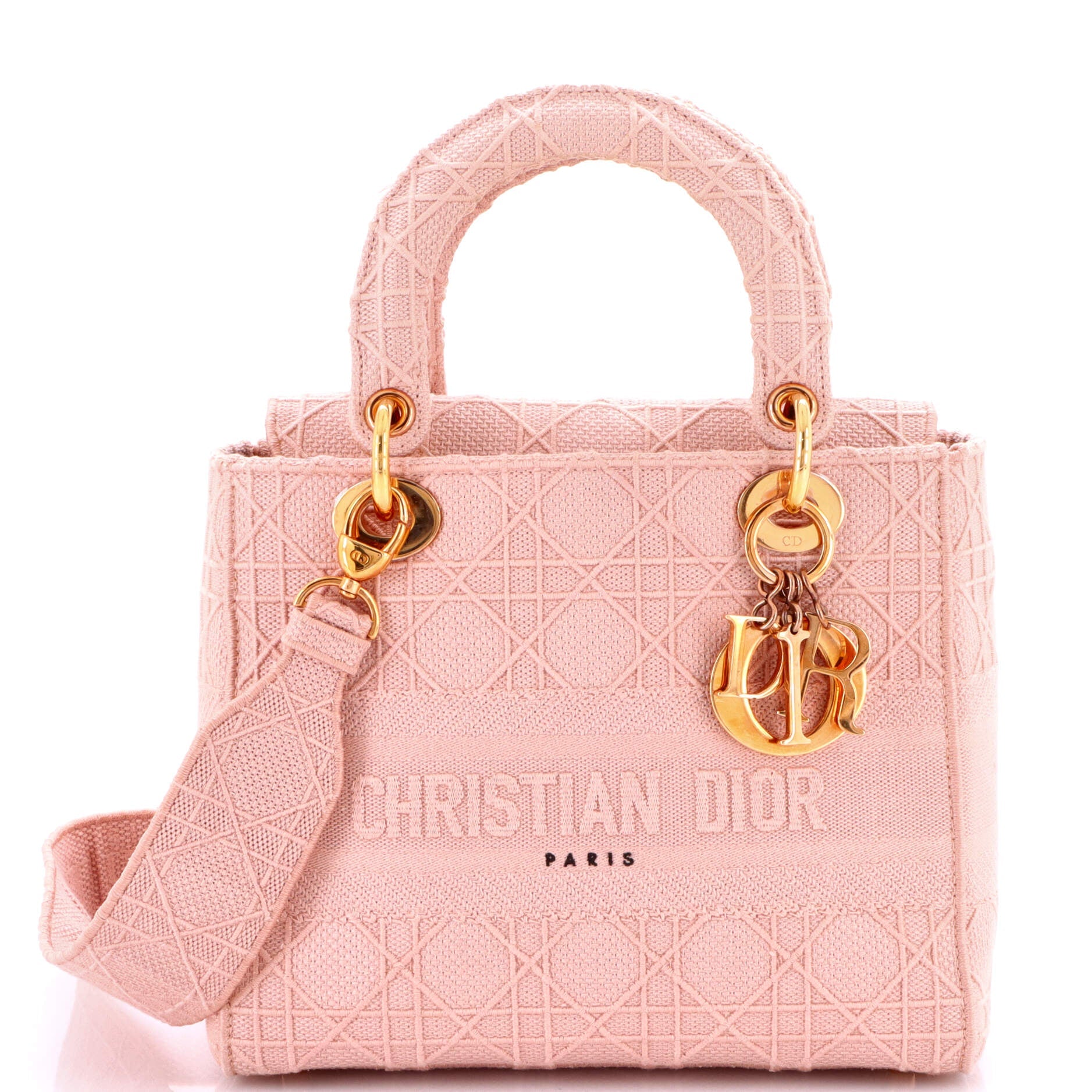 Christian Dior Lady D-Lite Bag Cannage Embroidered Canvas Medium