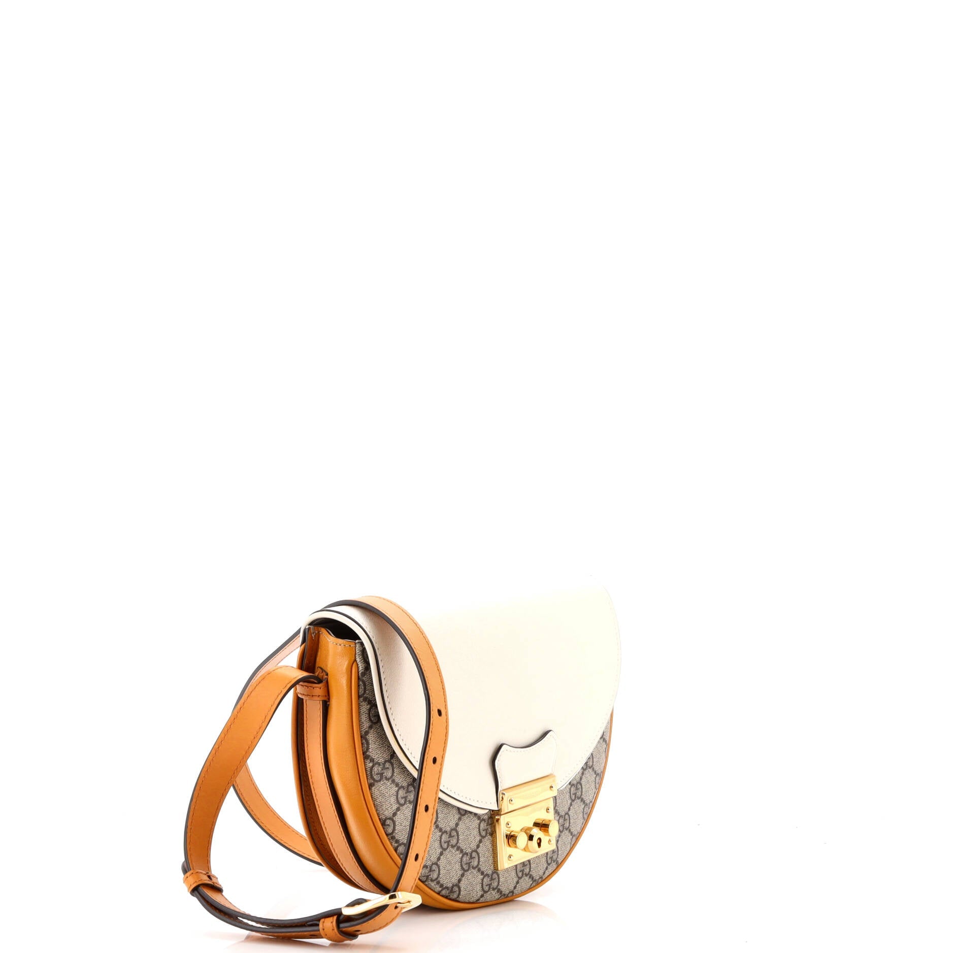 Gucci Padlock Saddle Shoulder Bag GG Coated Canvas and Leather Small
