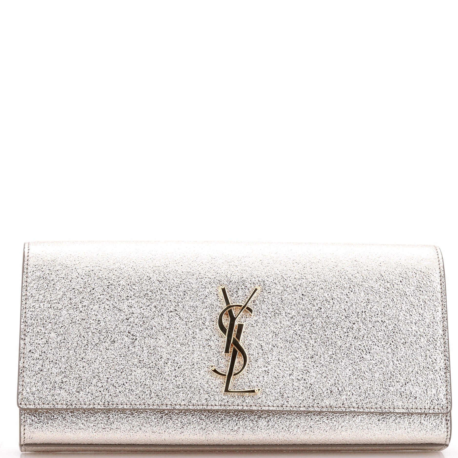 Saint Laurent Classic Monogram Clutch Metallic Calfskin Long