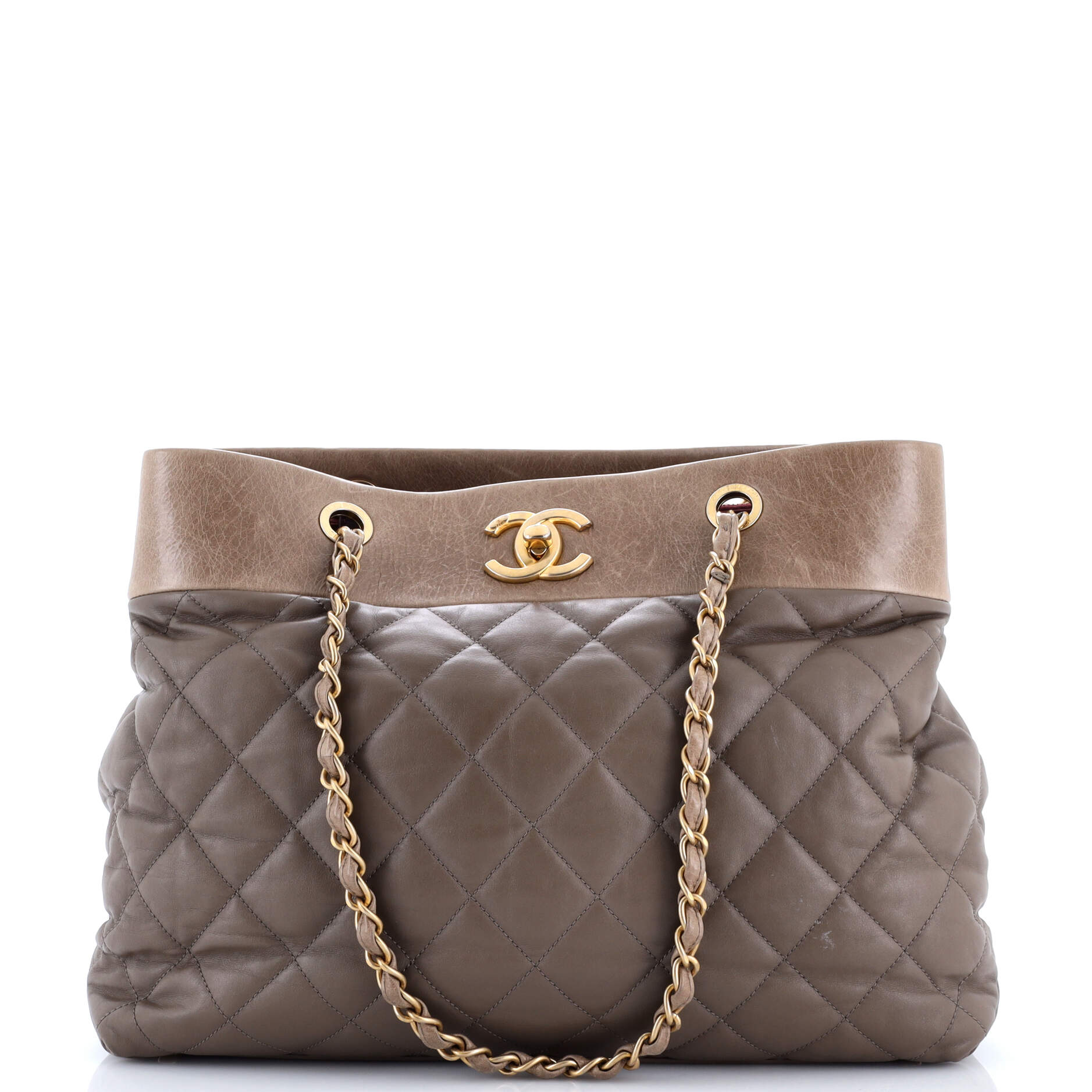 Chanel Soft Elegance Tote Quilted Distressed Calfskin Large