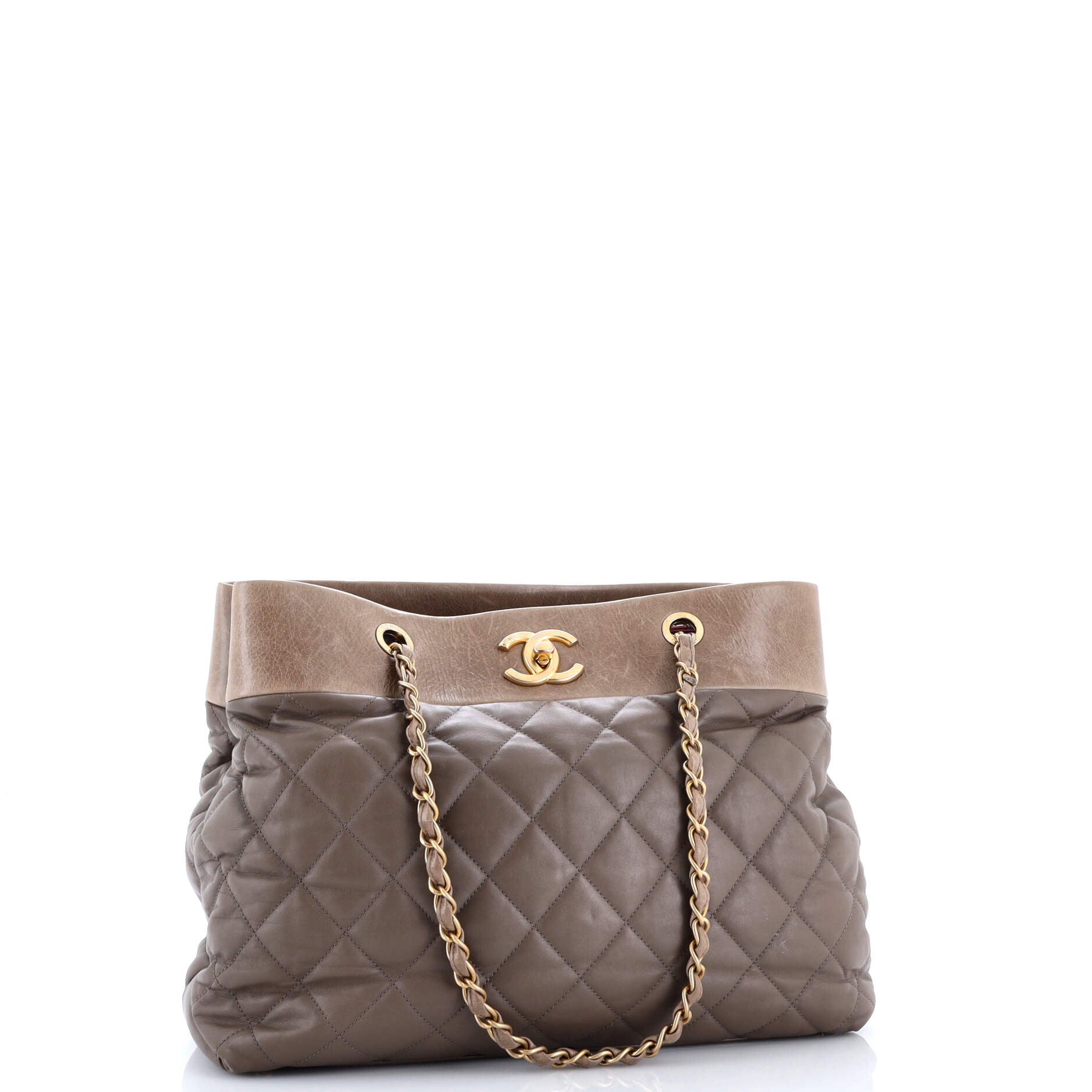 Chanel Soft Elegance Tote Quilted Distressed Calfskin Large