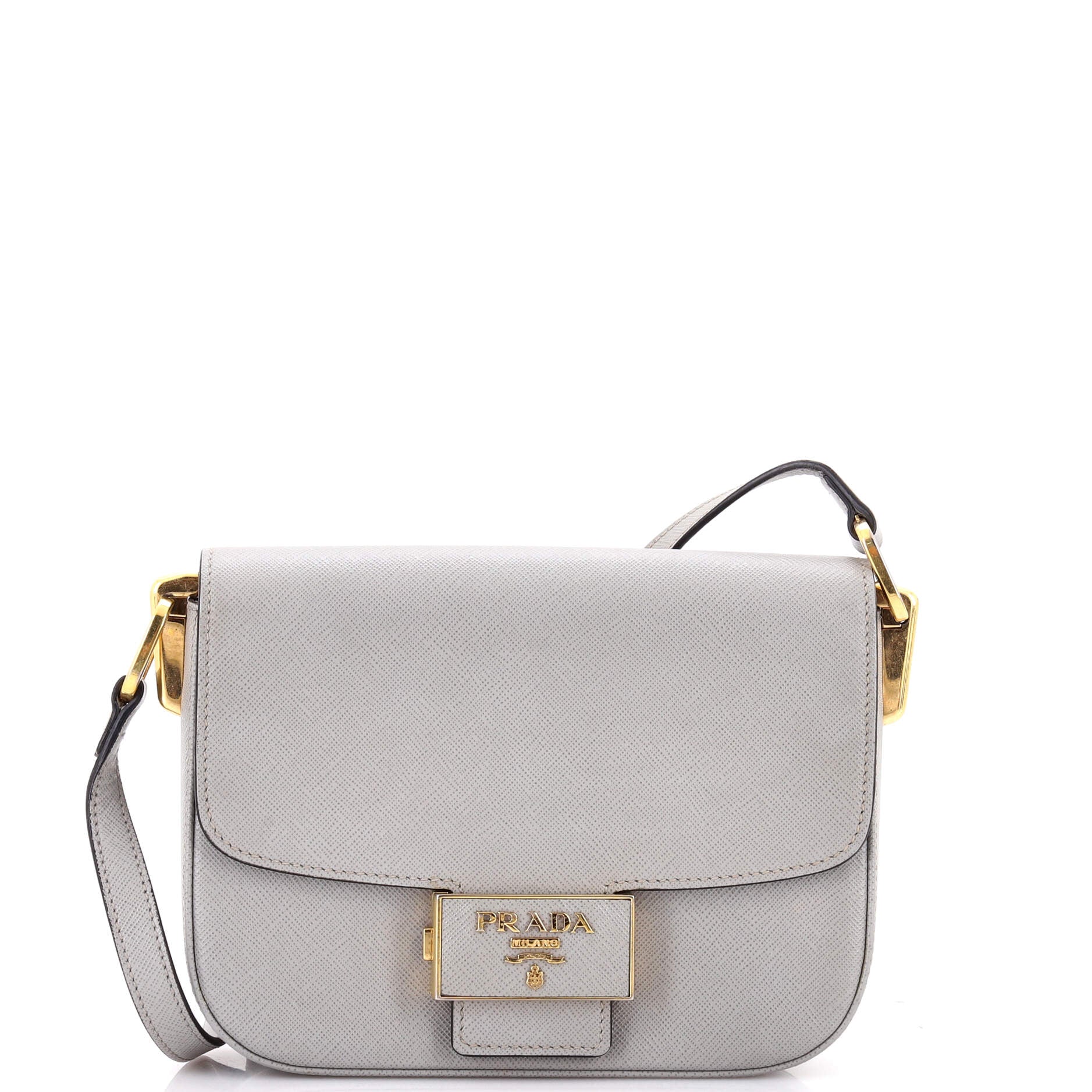 Prada Embleme Flap Bag Saffiano Leather Small