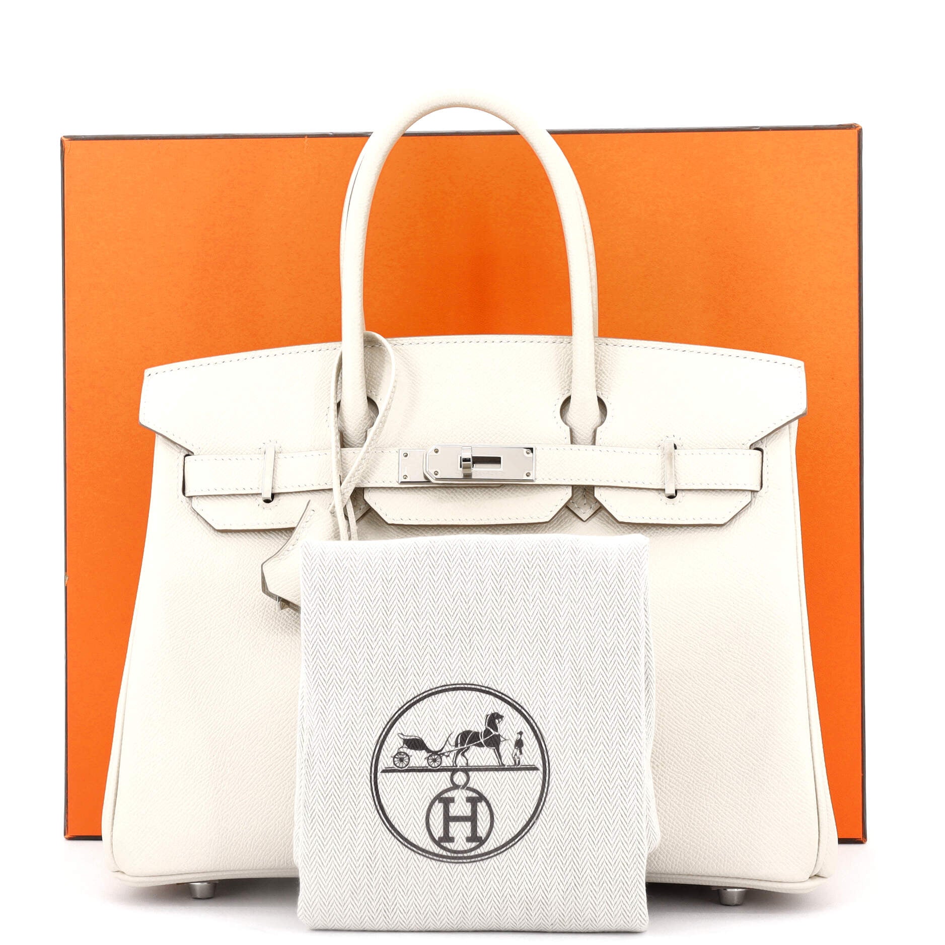Hermes Birkin Handbag Light Epsom with Palladium Hardware 30