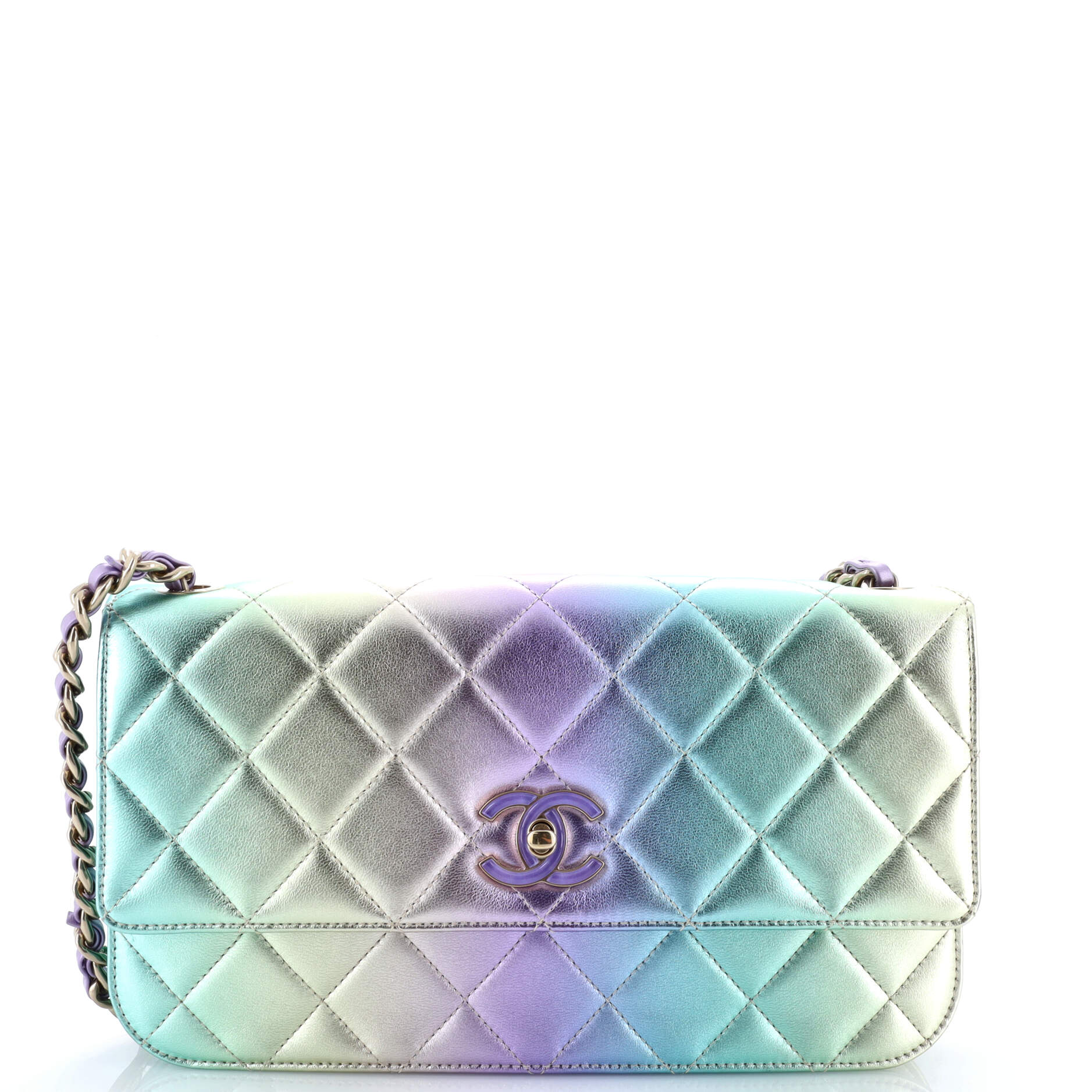 Chanel Walking Mood Flap Bag Quilted Gradient Metallic Lambskin Large