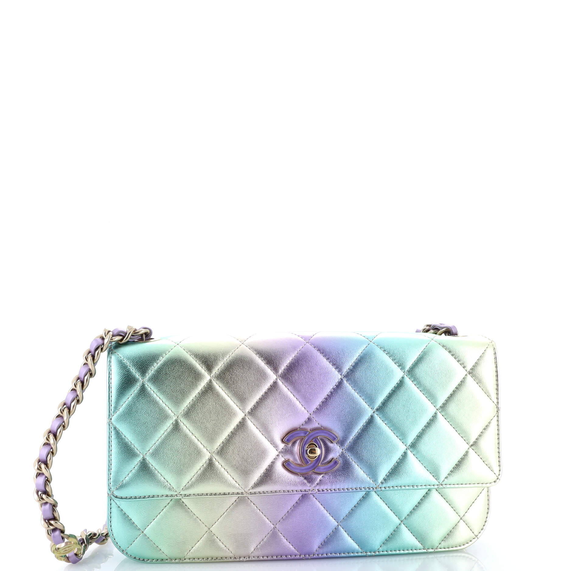 Chanel Walking Mood Flap Bag Quilted Gradient Metallic Lambskin Large