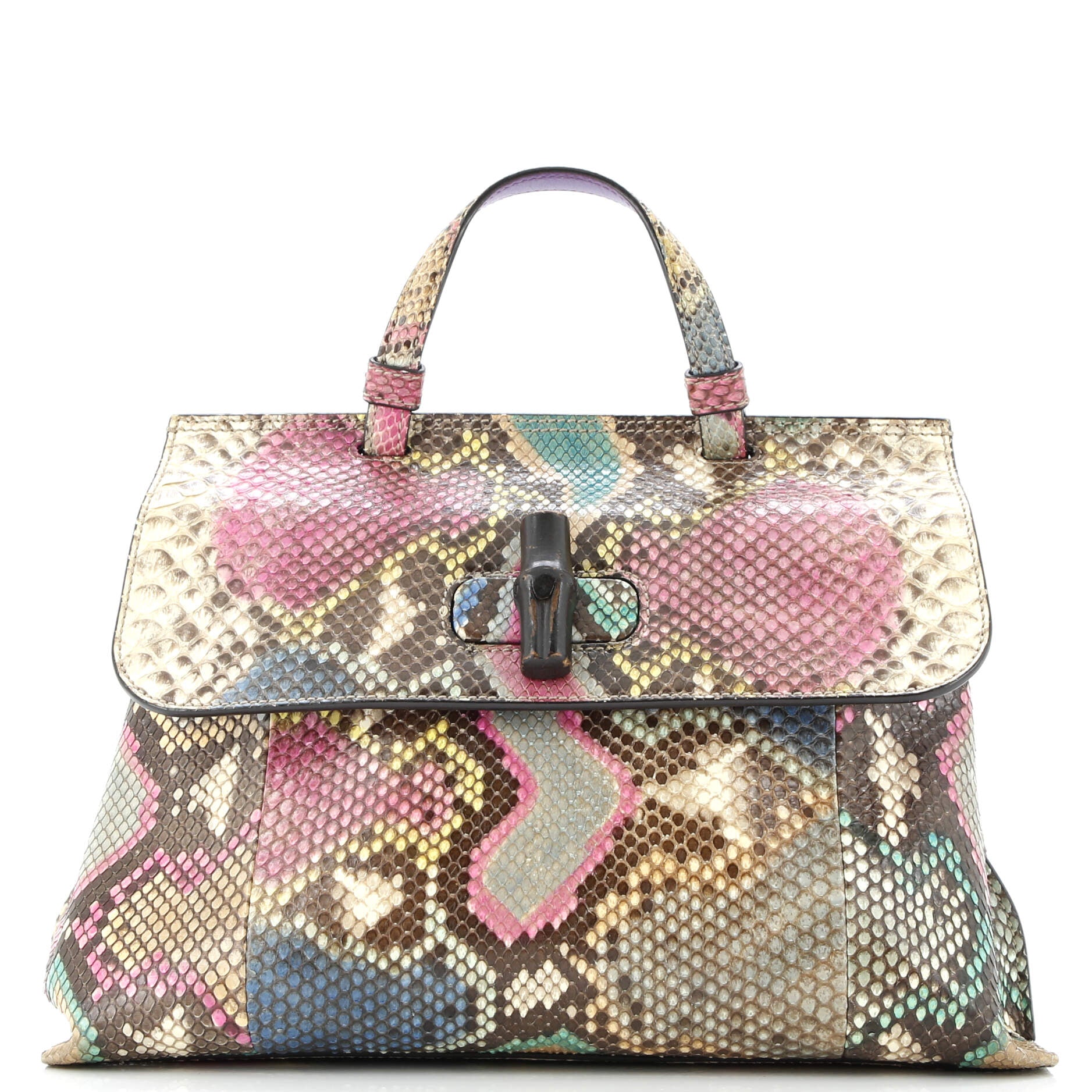 Gucci Bamboo Daily Top Handle Bag Python Medium