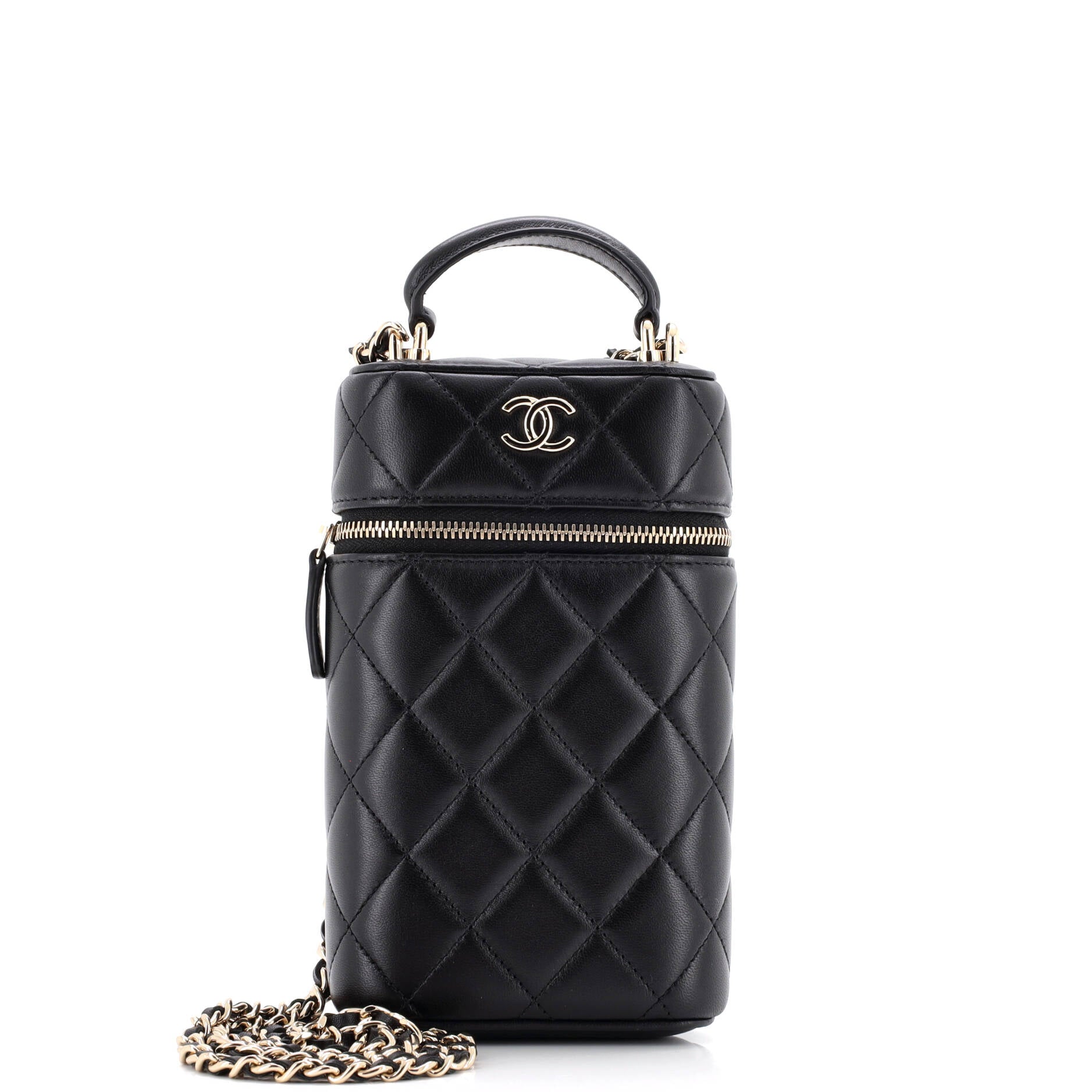 Chanel Classic Vanity Top Handle Phone Holder with Chain Quilted Lambskin