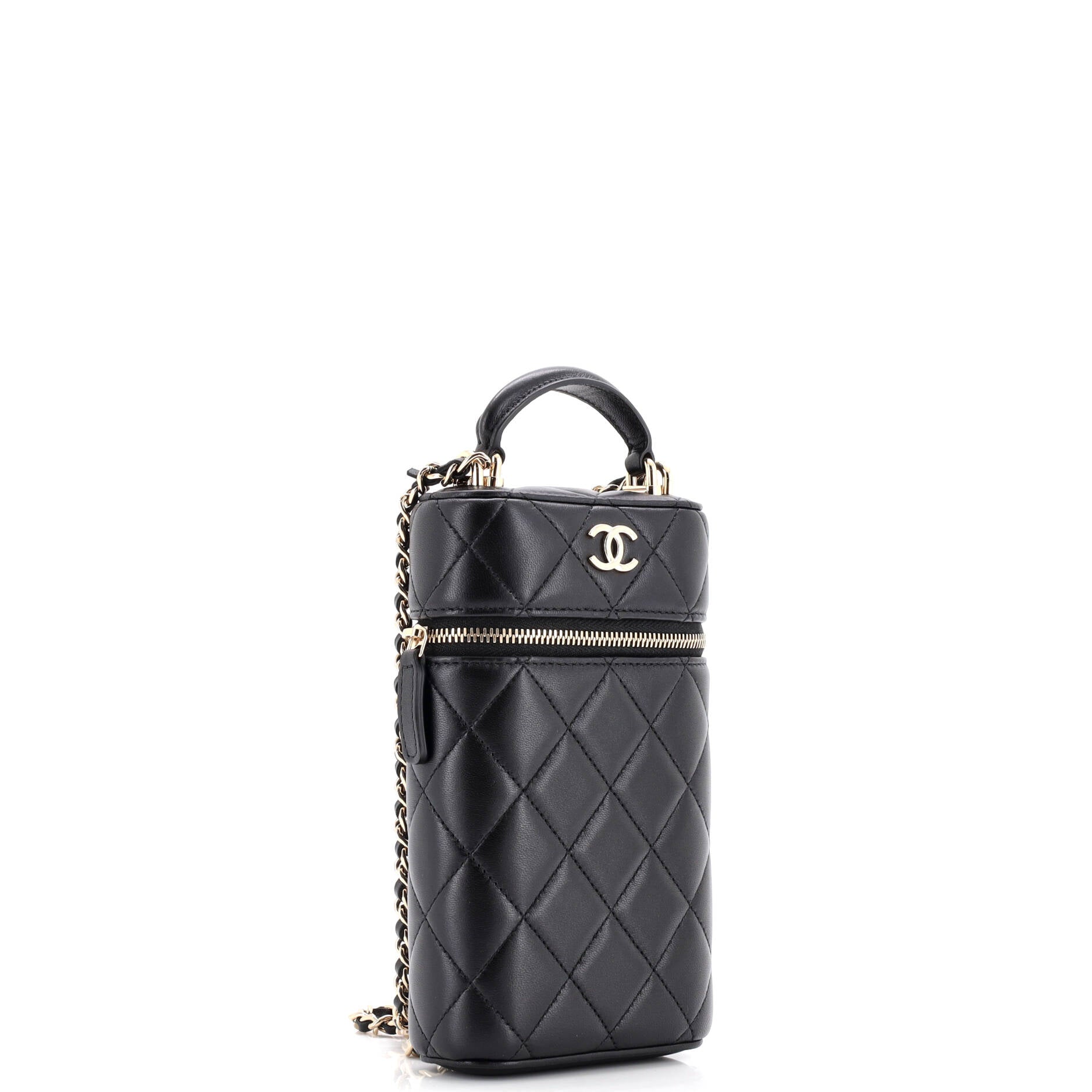 Chanel Classic Vanity Top Handle Phone Holder with Chain Quilted Lambskin