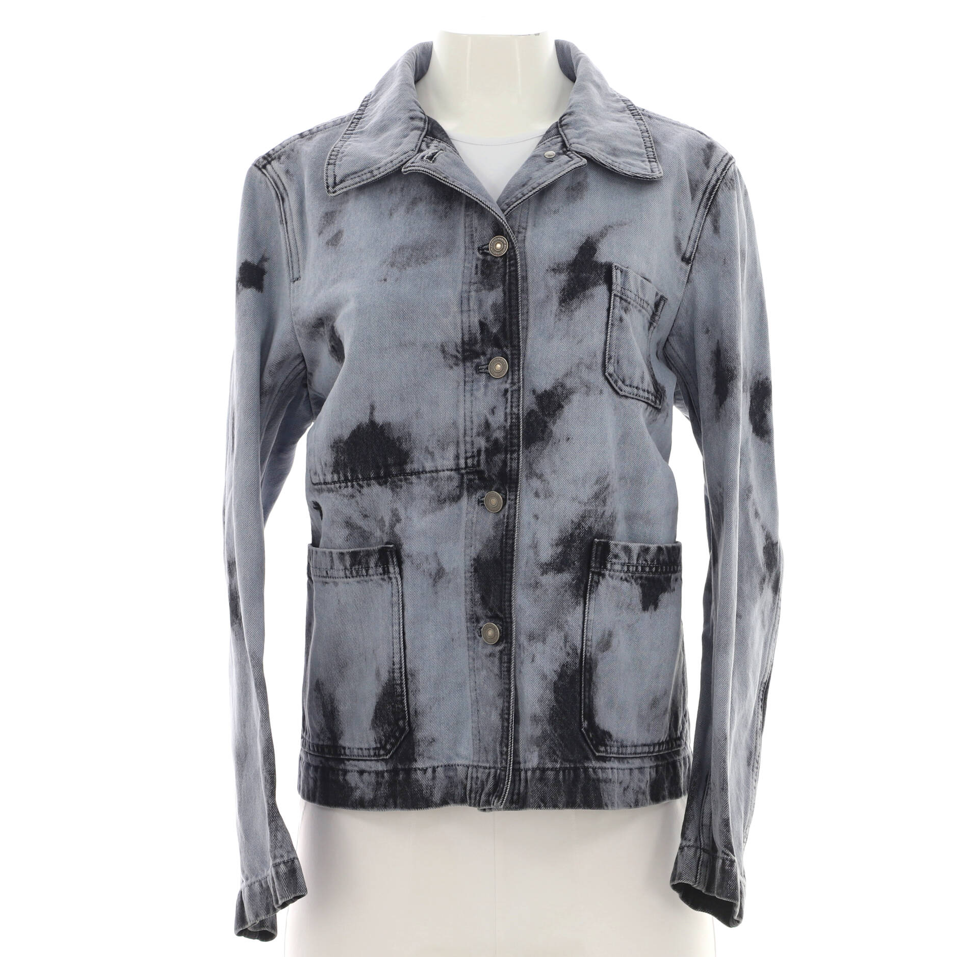 Christian Dior Women's Three Pocket Button Up Jacket Tie Dye Printed Denim