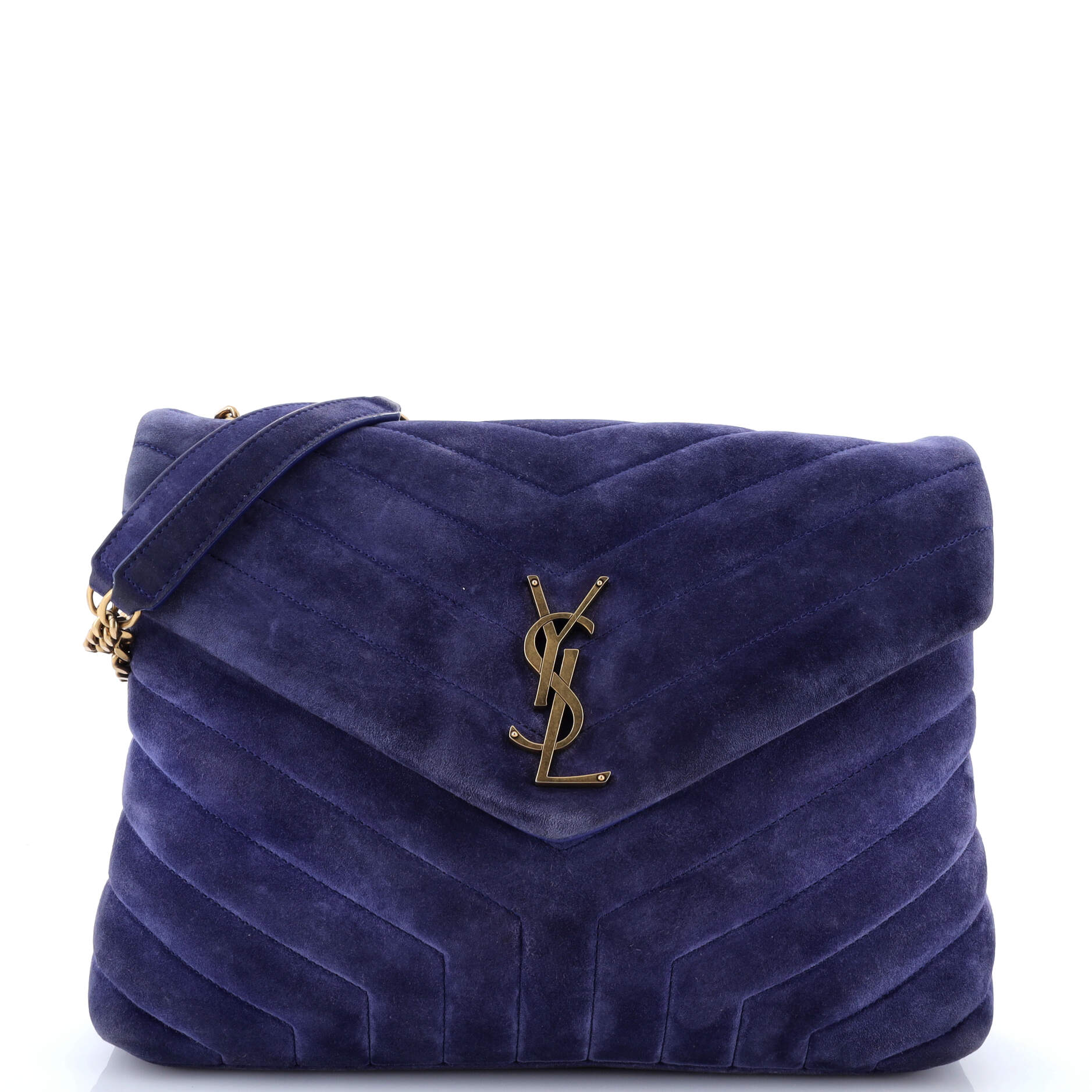 Saint Laurent Loulou Shoulder Bag Matelasse Chevron Suede Medium