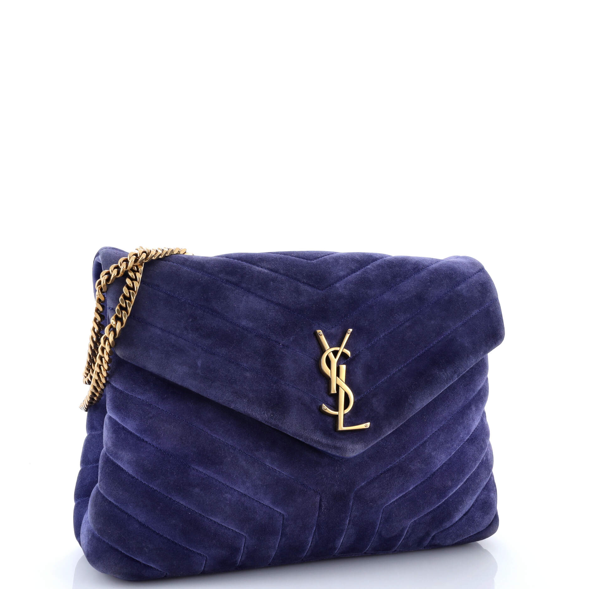 Saint Laurent Loulou Shoulder Bag Matelasse Chevron Suede Medium