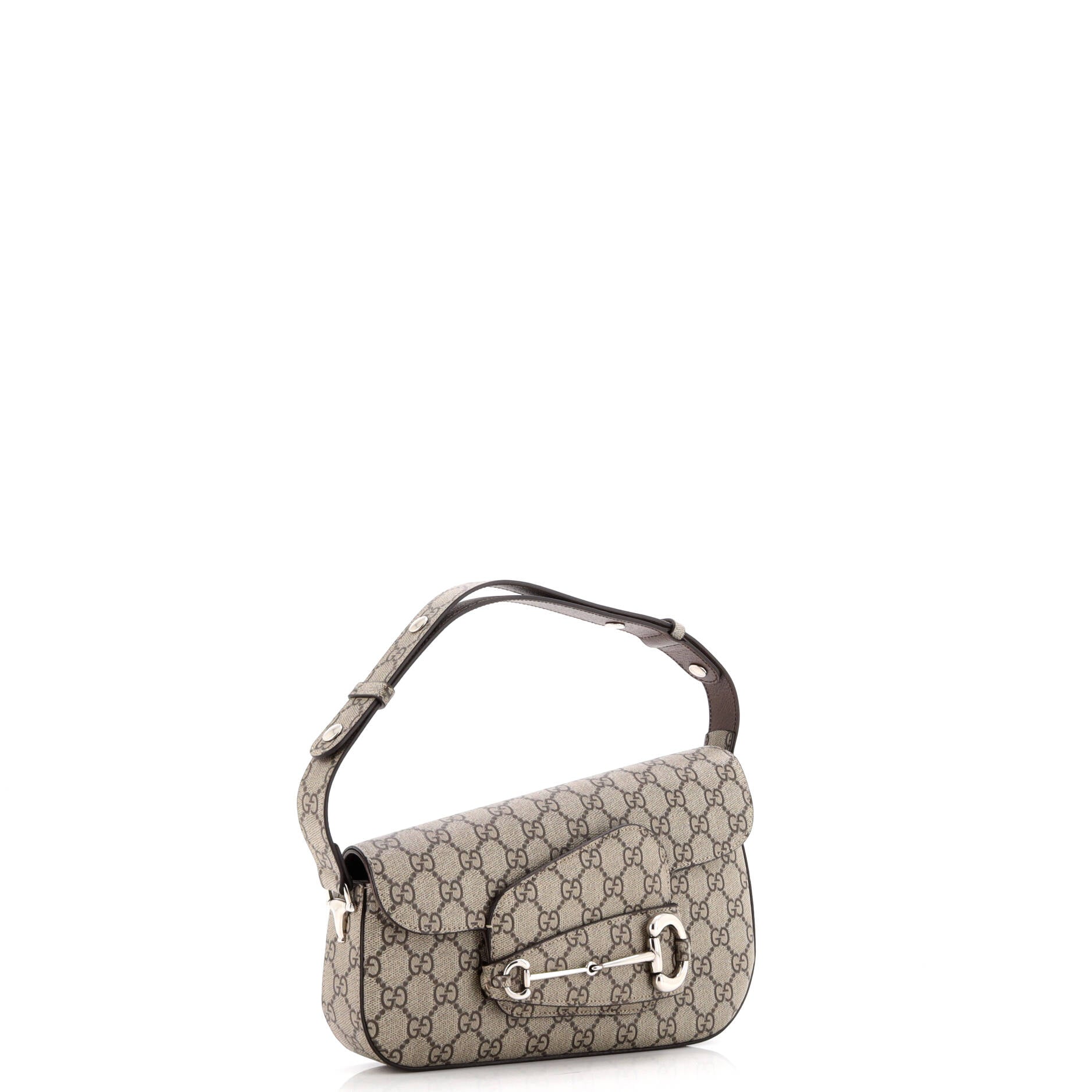 Gucci Horsebit 1955 Asymmetric Shoulder Bag GG Coated Canvas Small