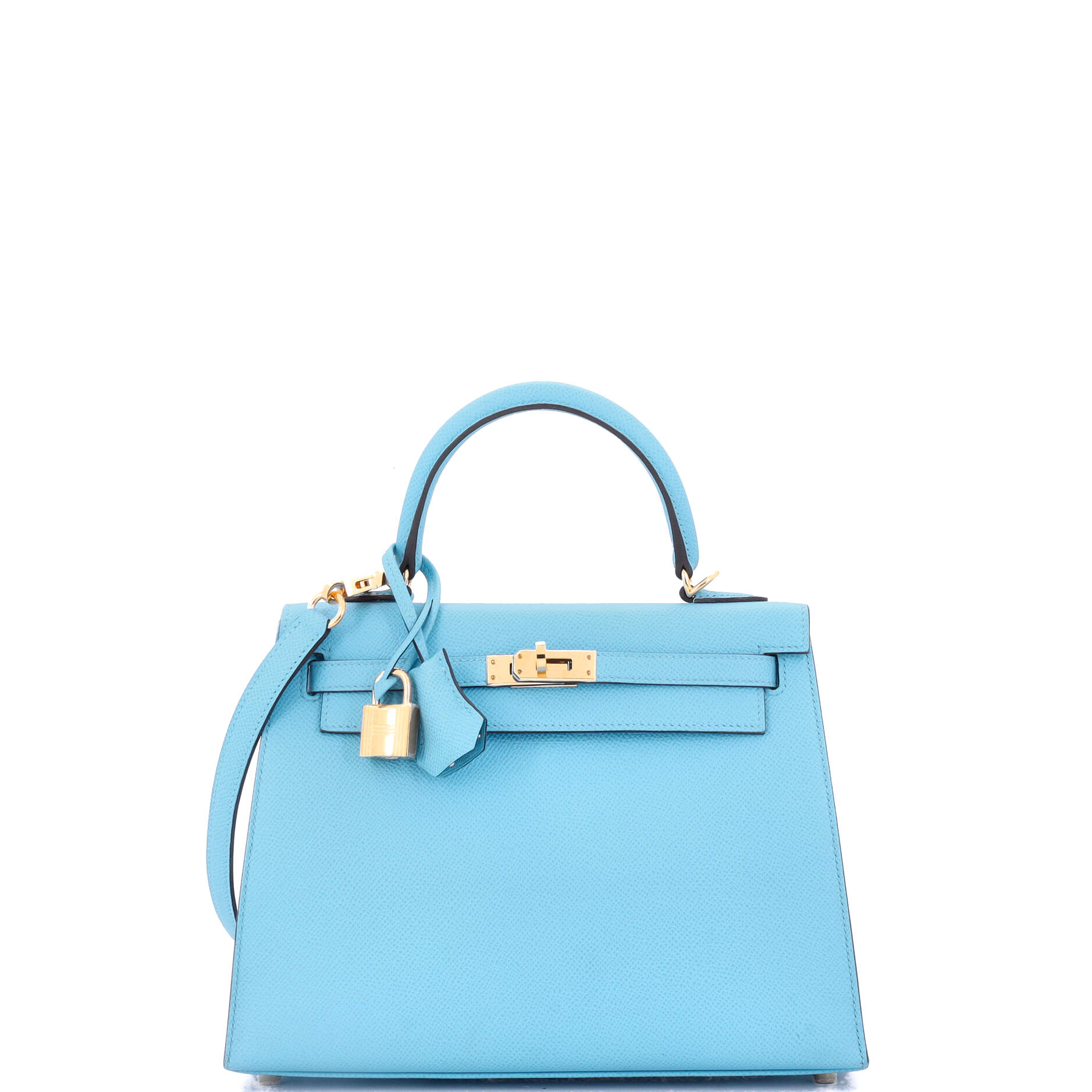 Hermes Kelly Handbag Blue Epsom with Gold Hardware 25