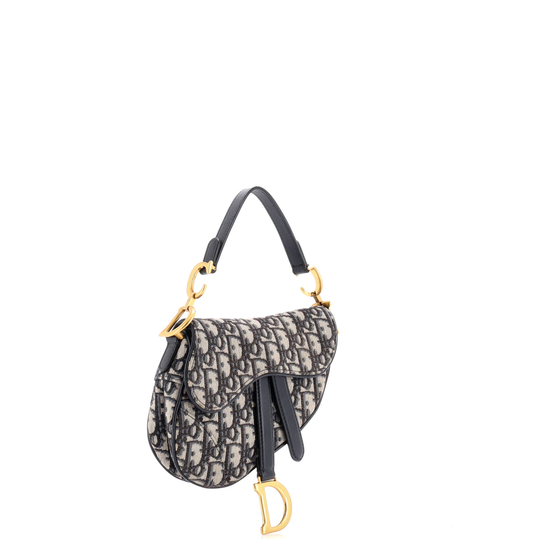 Christian Dior Saddle Handbag with Strap Oblique Canvas Mini