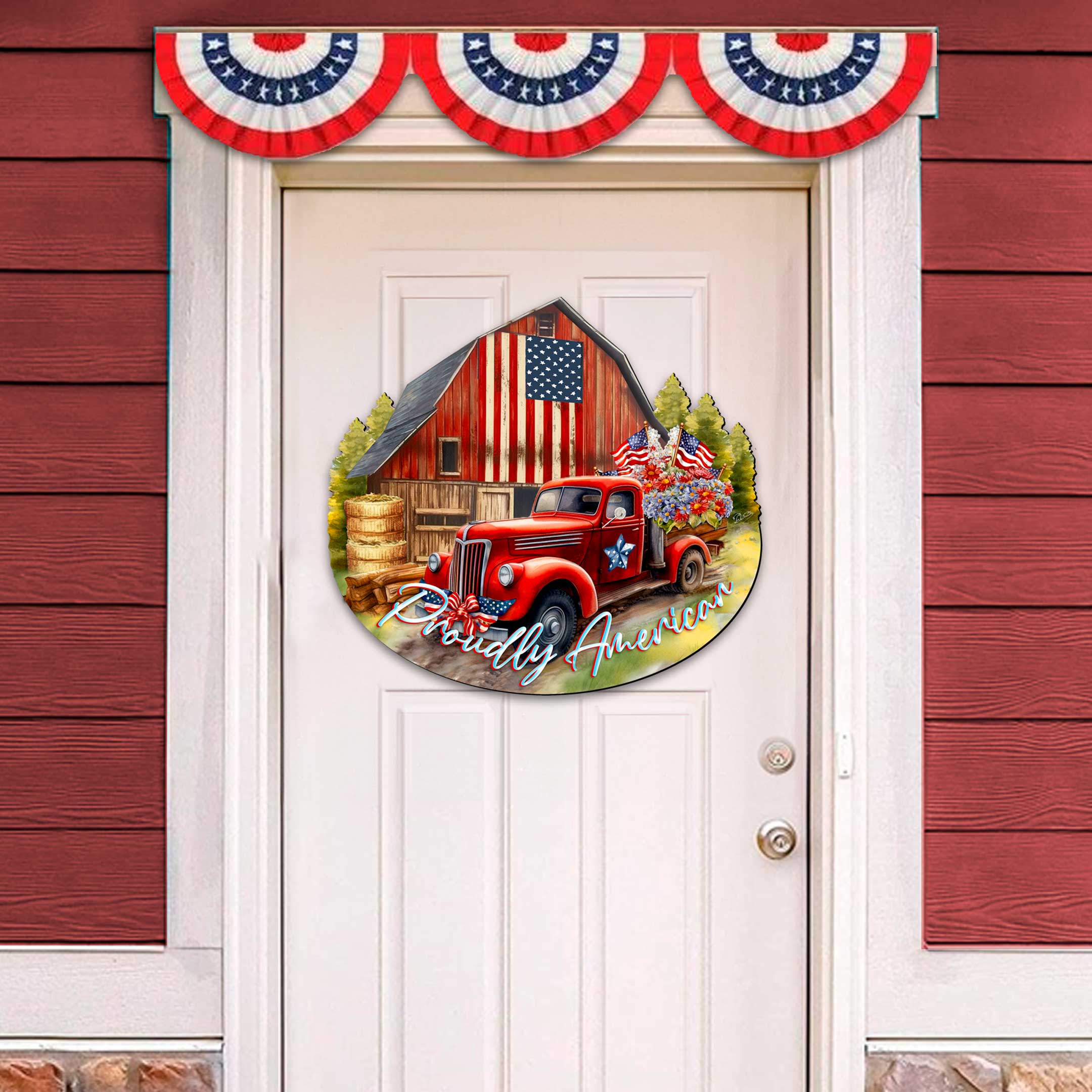 Proudly American Decorative Holiday Door Decor by G. DeBrekht - American Christmas Decor - 8652790H