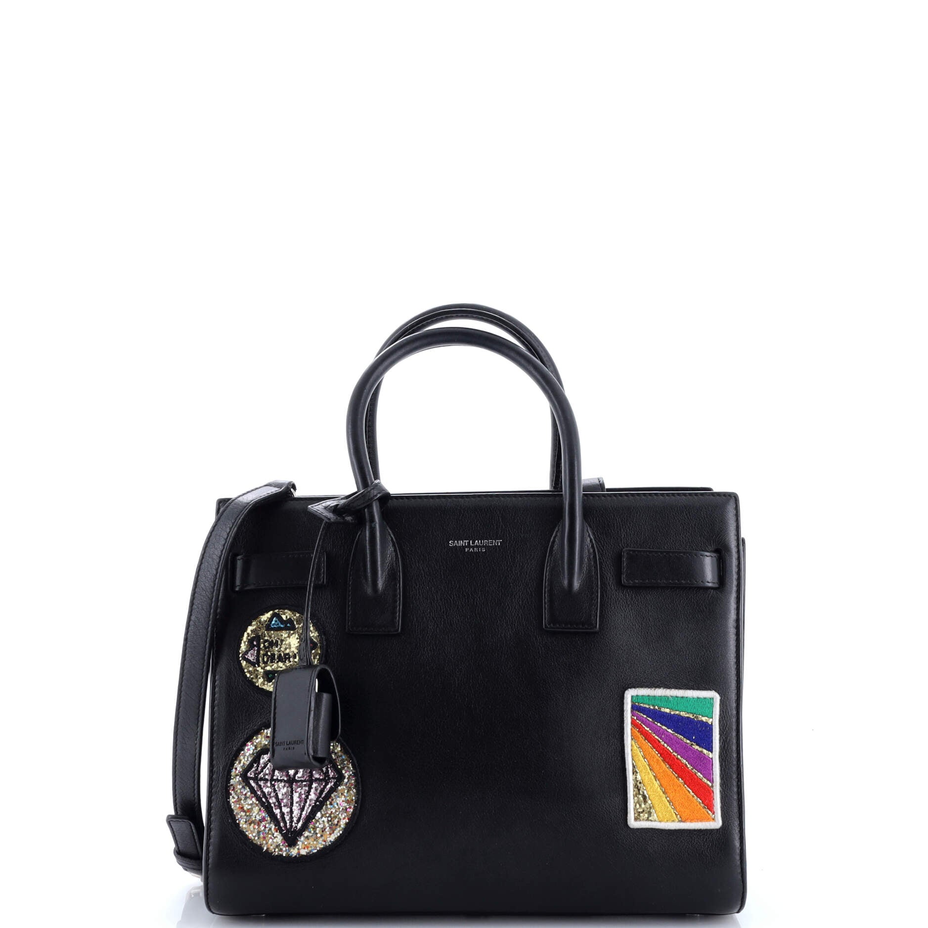 Saint Laurent Sac de Jour NM Bag Patch Embellished Leather Baby