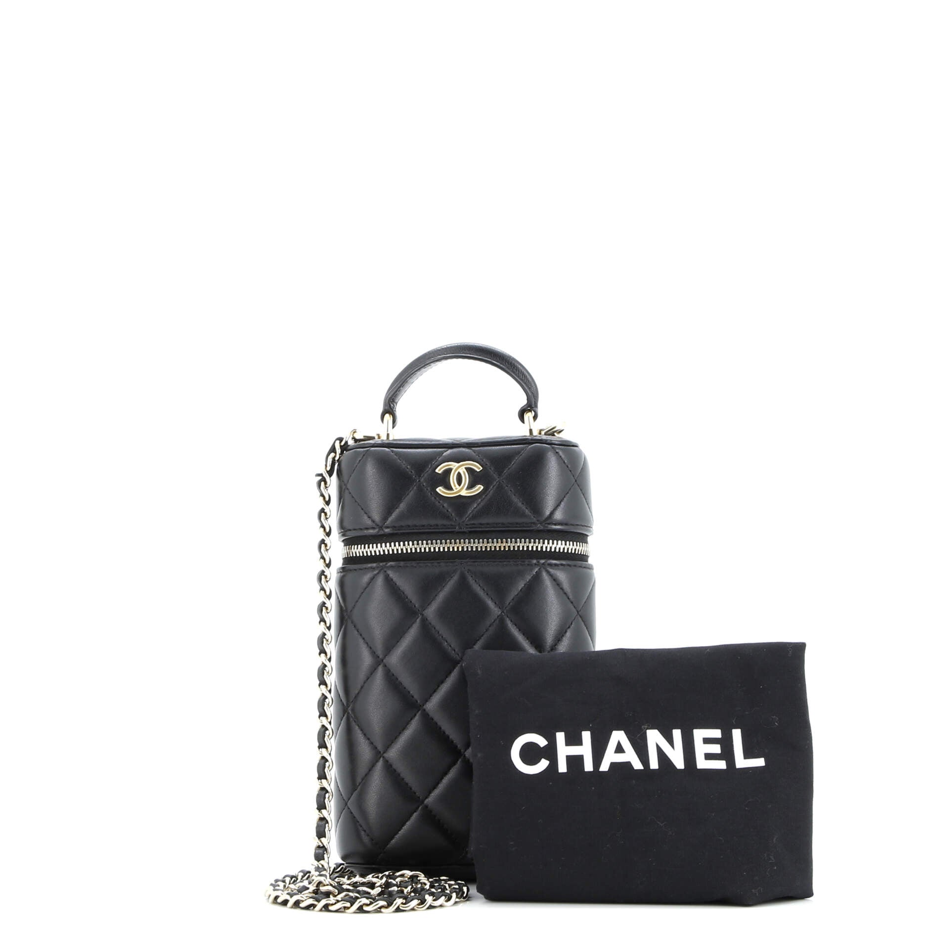 Chanel Classic Vanity Top Handle Phone Holder with Chain Quilted Lambskin