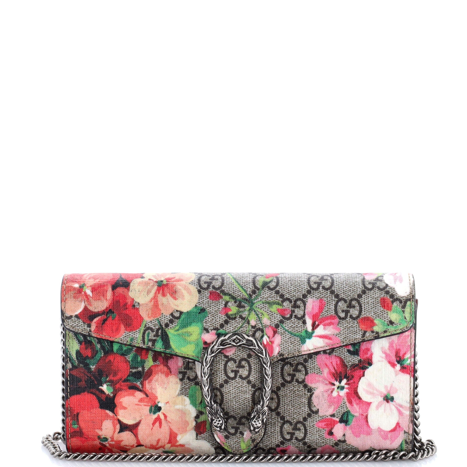 Gucci Dionysus Chain Wallet Blooms Print GG Coated Canvas Long