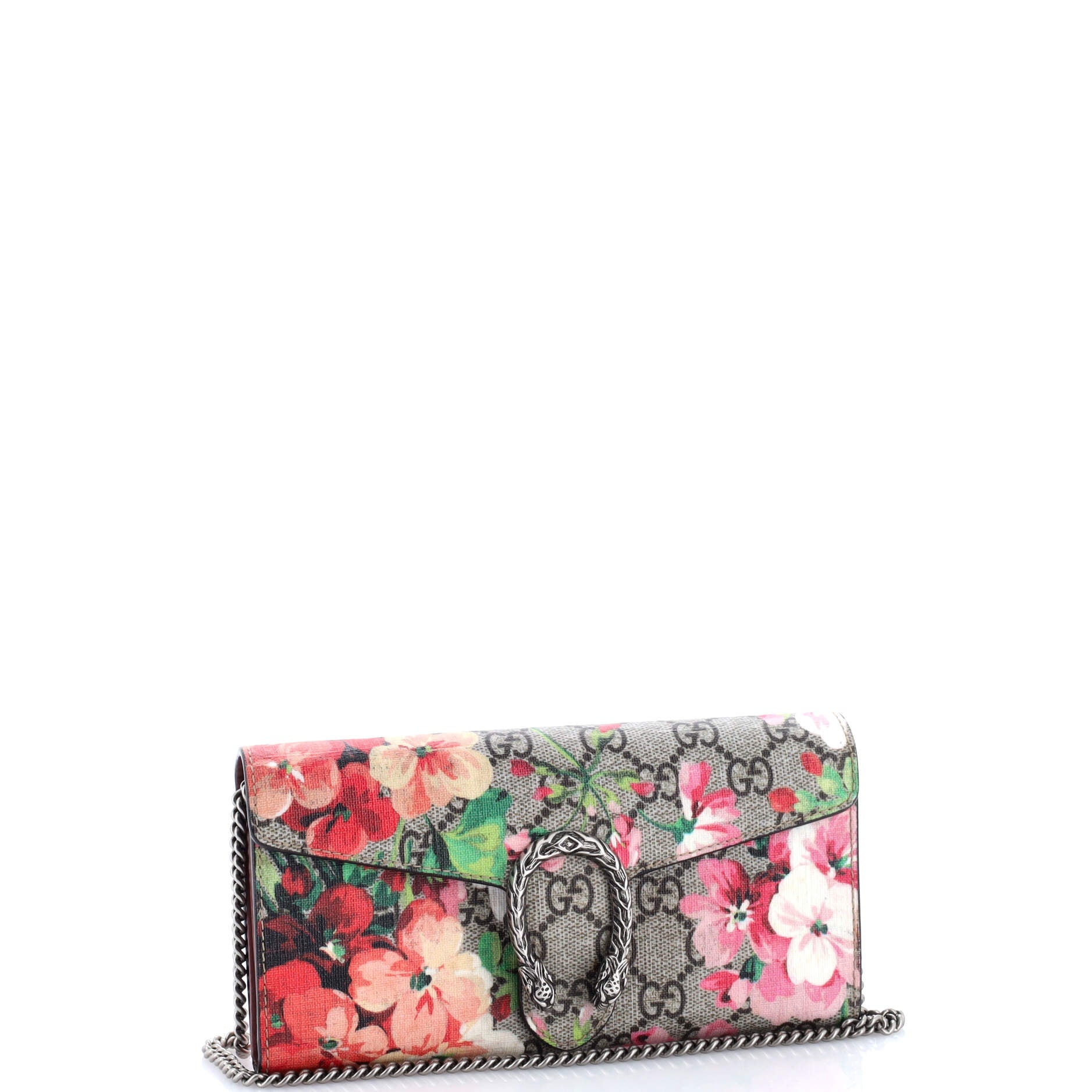 Gucci Dionysus Chain Wallet Blooms Print GG Coated Canvas Long