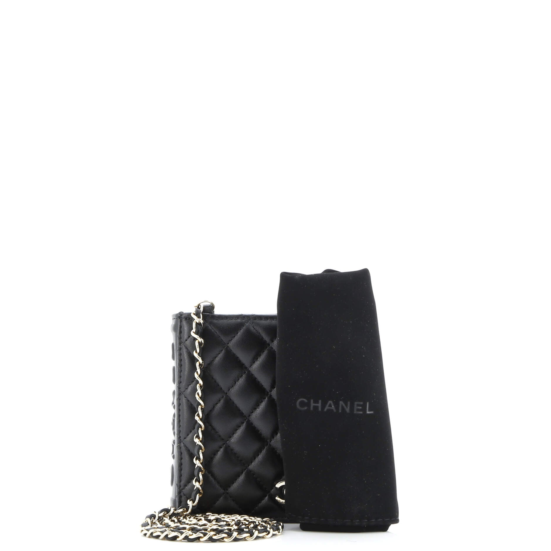 Chanel CC Book Card Holder with Chain Quilted Lambskin