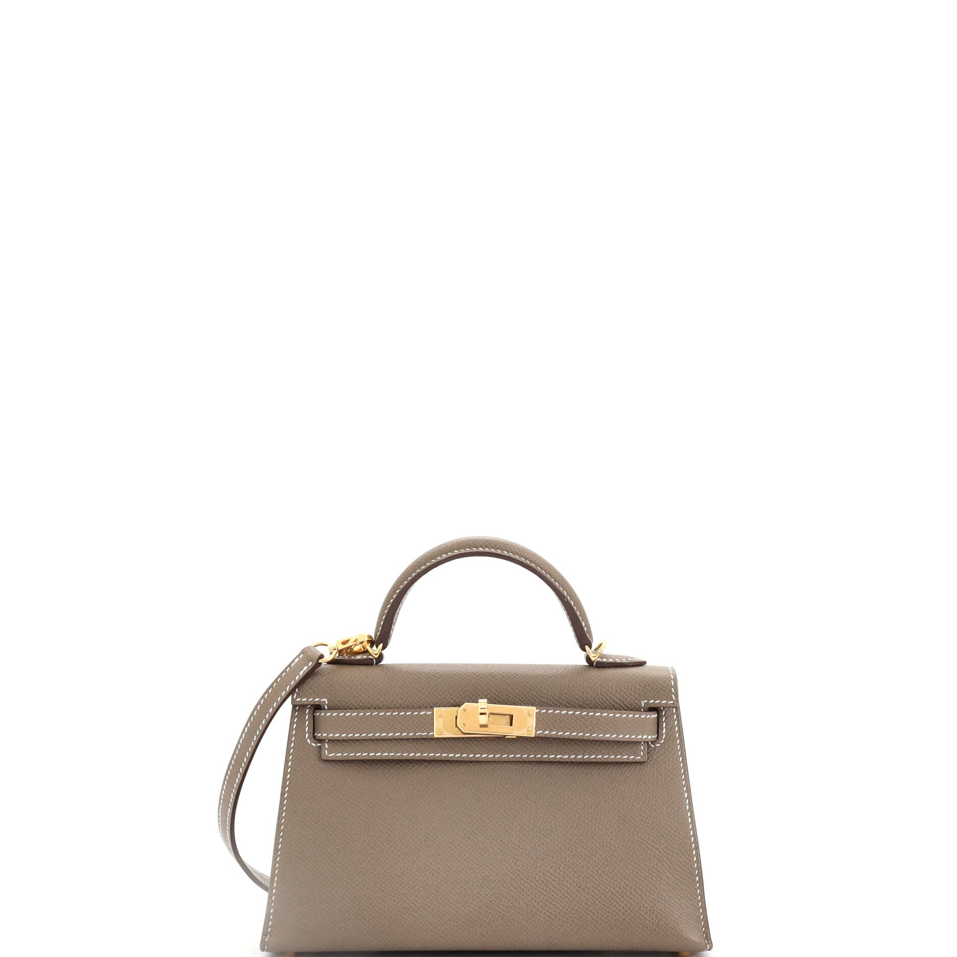 Hermes Kelly Mini II Bag Grey Epsom with Gold Hardware 20