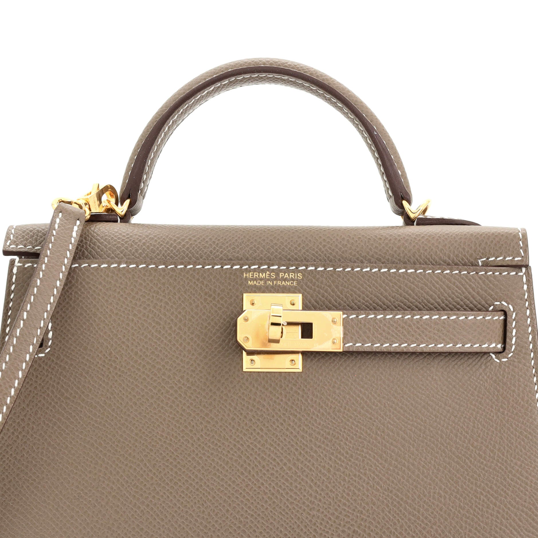 Hermes Kelly Mini II Bag Grey Epsom with Gold Hardware 20