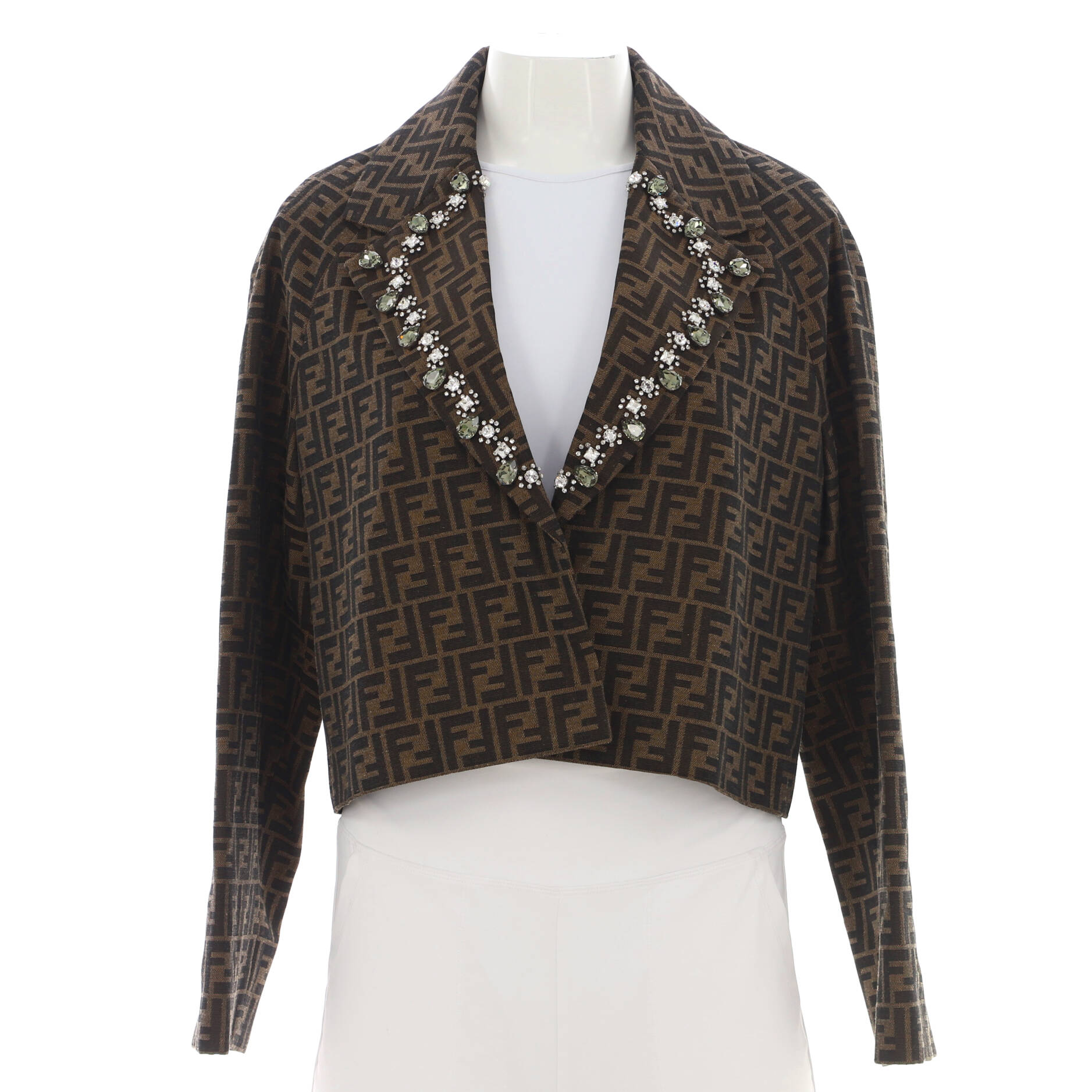 Fendi Women's Double Breasted Jacket Zucca Polyester and Cotton