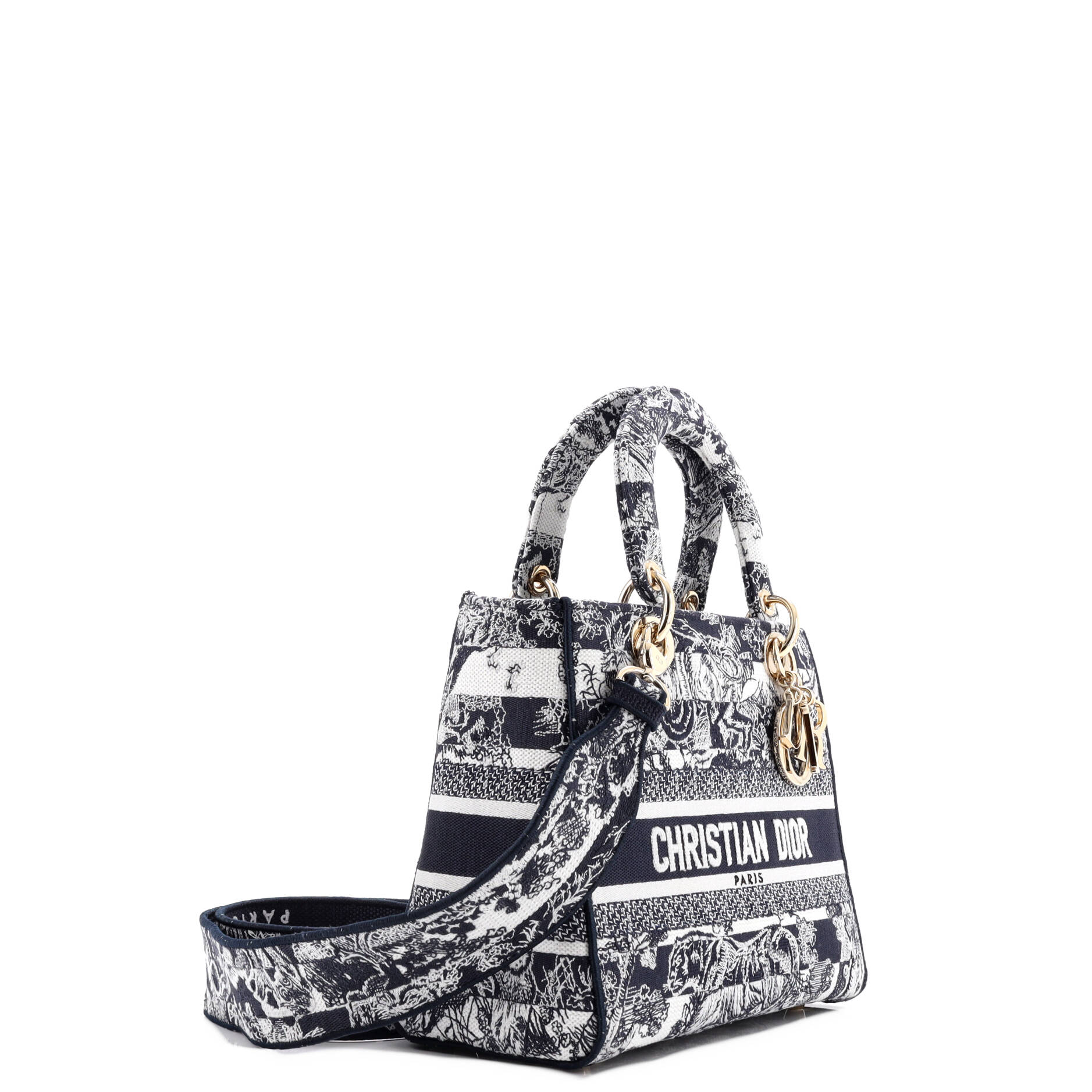 Christian Dior Lady D-Lite Bag Embroidered Canvas Medium