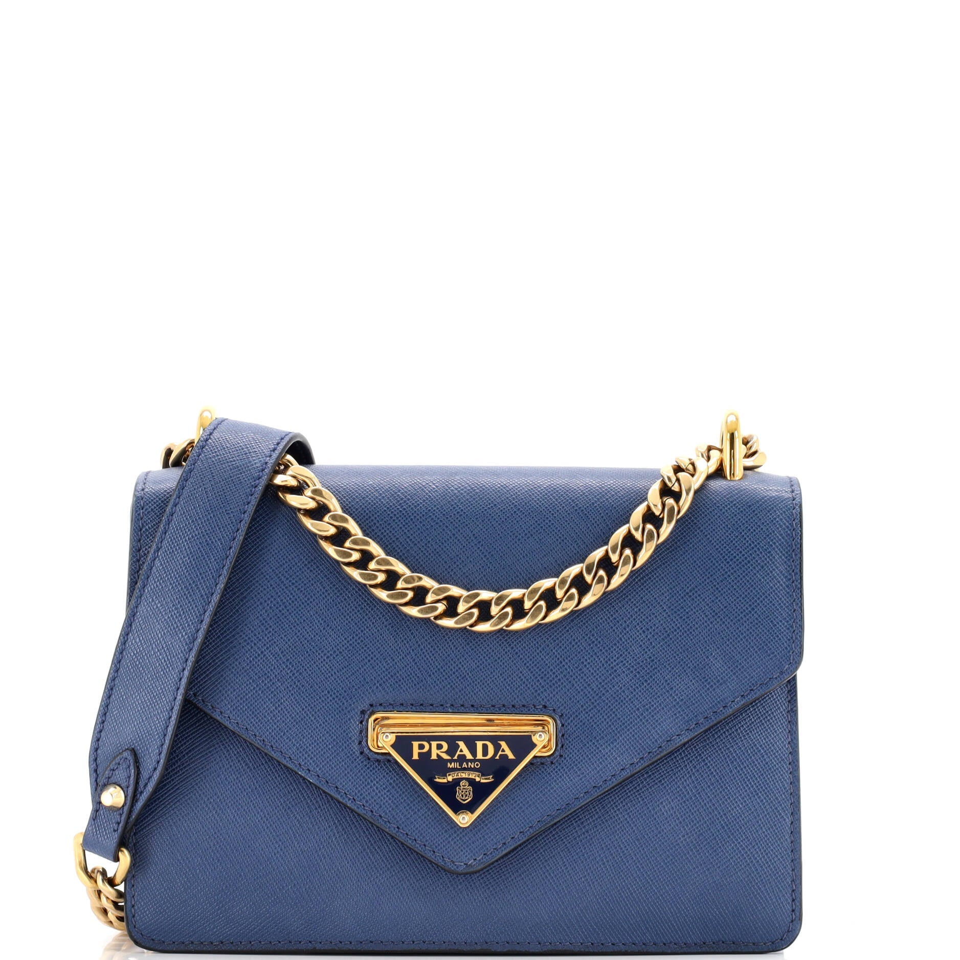 Prada Envelope Flap Chain Shoulder bag Saffiano Leather Small