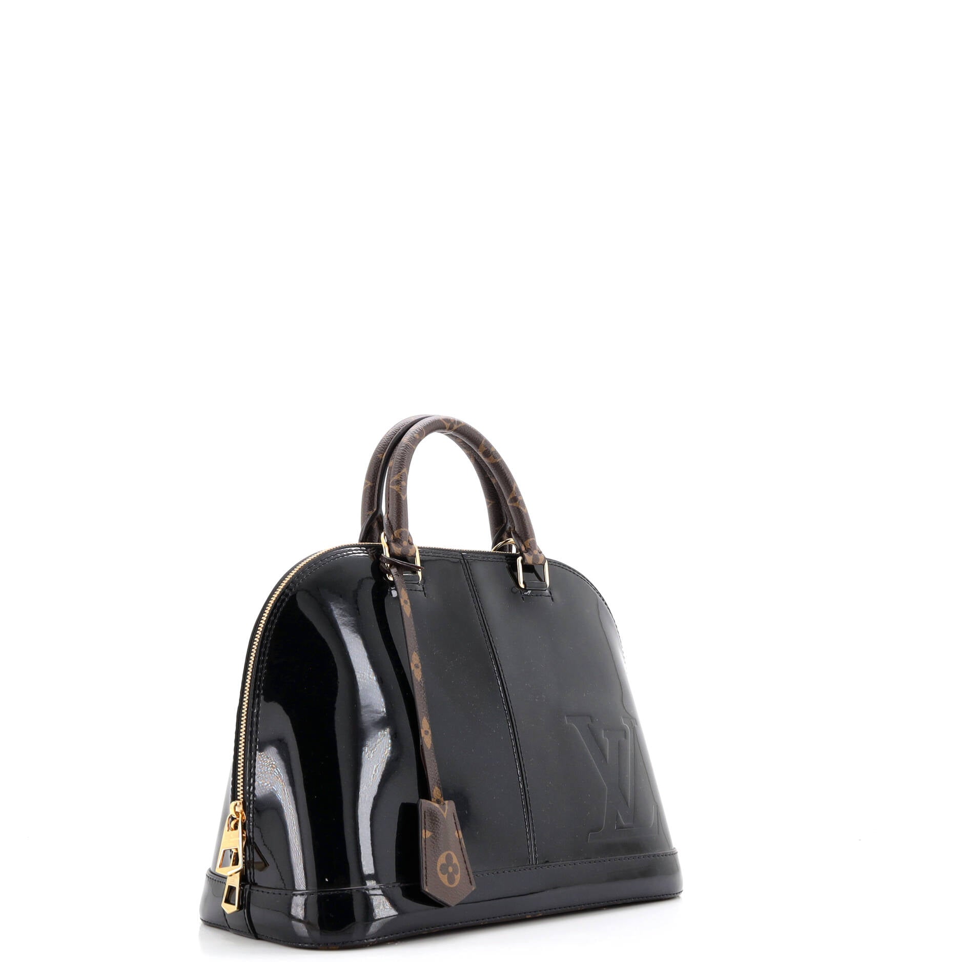 Louis Vuitton Alma Handbag Vernis with Monogram Canvas PM
