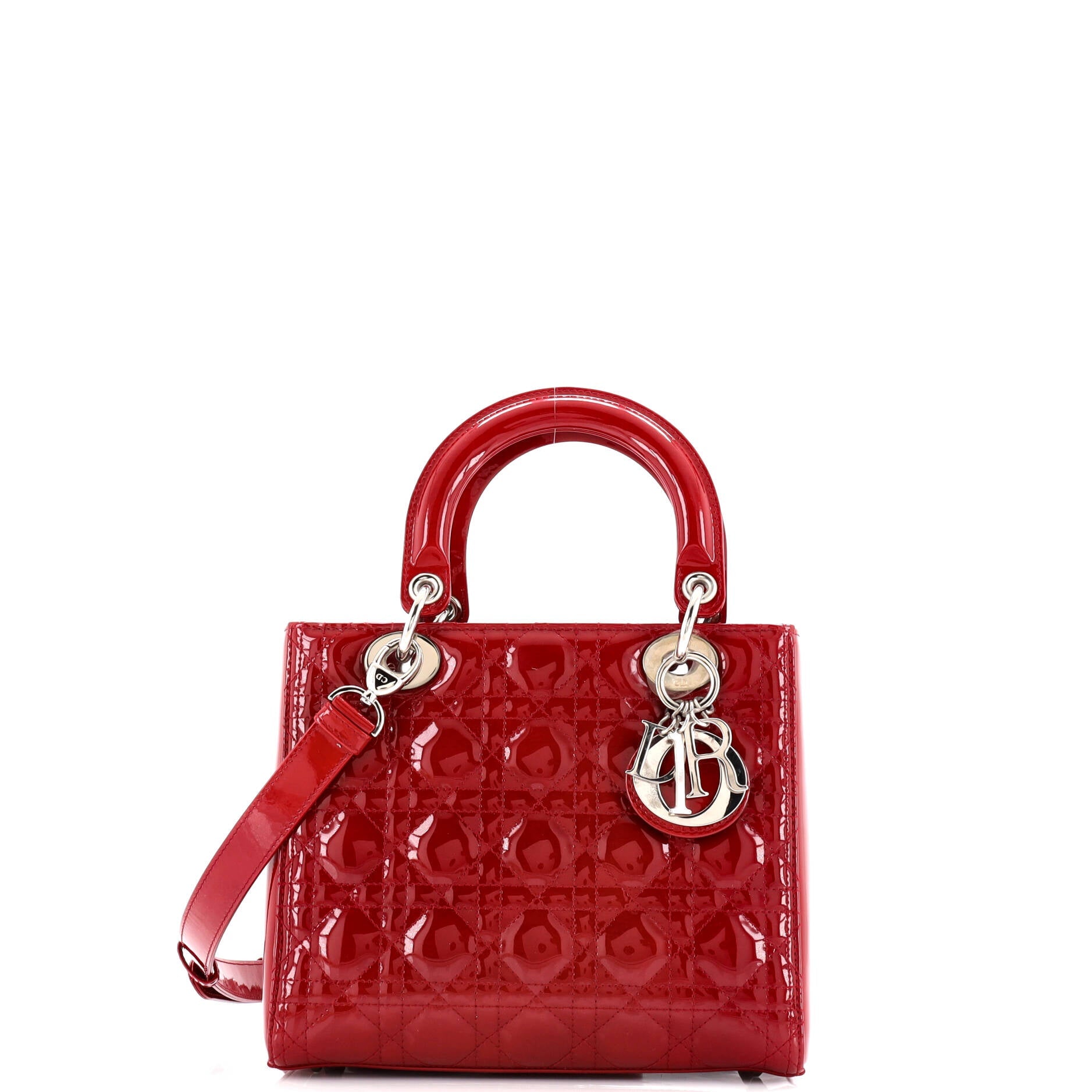 Christian Dior Lady Dior Bag Cannage Quilt Patent Medium