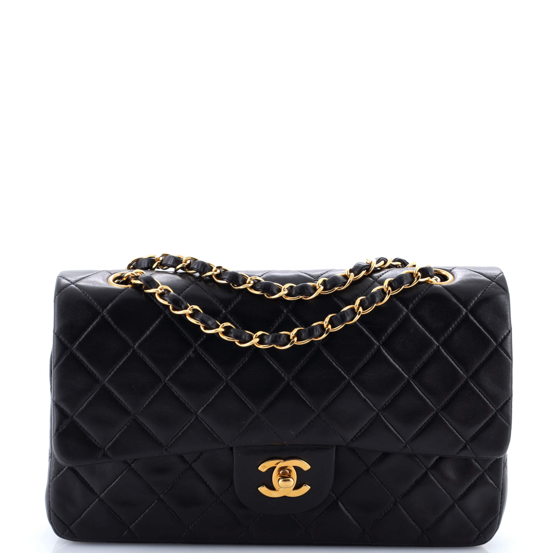 Chanel Vintage Classic Double Flap Bag Quilted Lambskin Medium