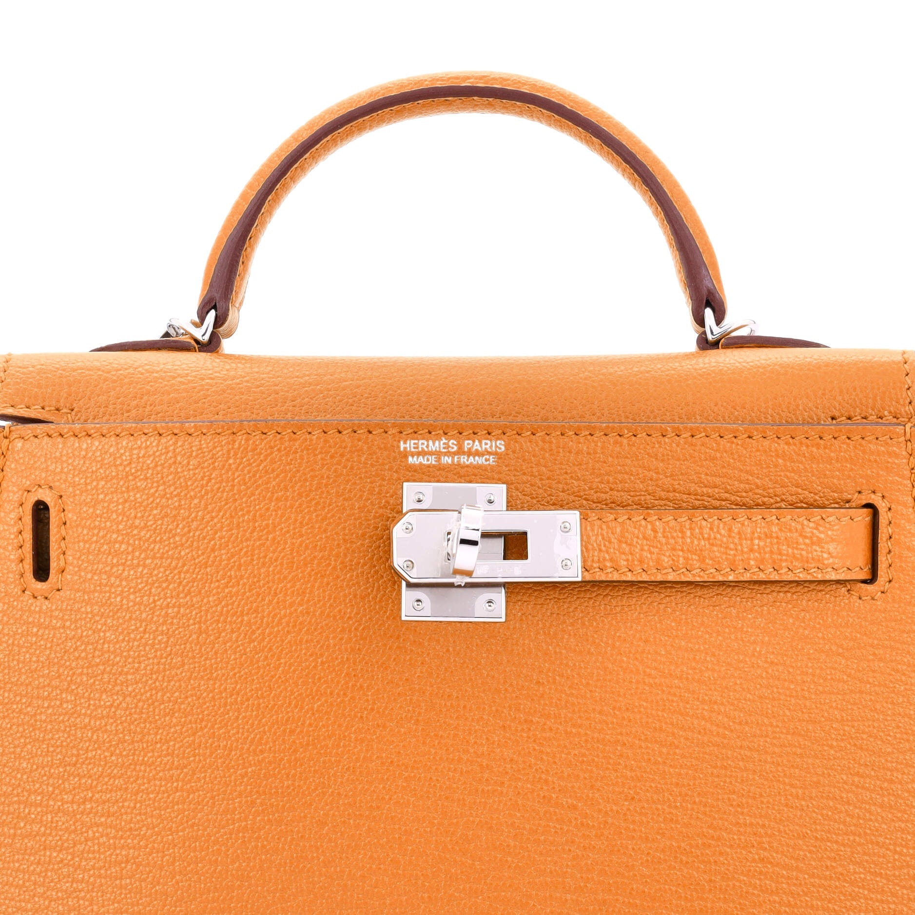 Hermes Kelly Mini II Bag Verso Chevre Mysore with Palladium Hardware 20