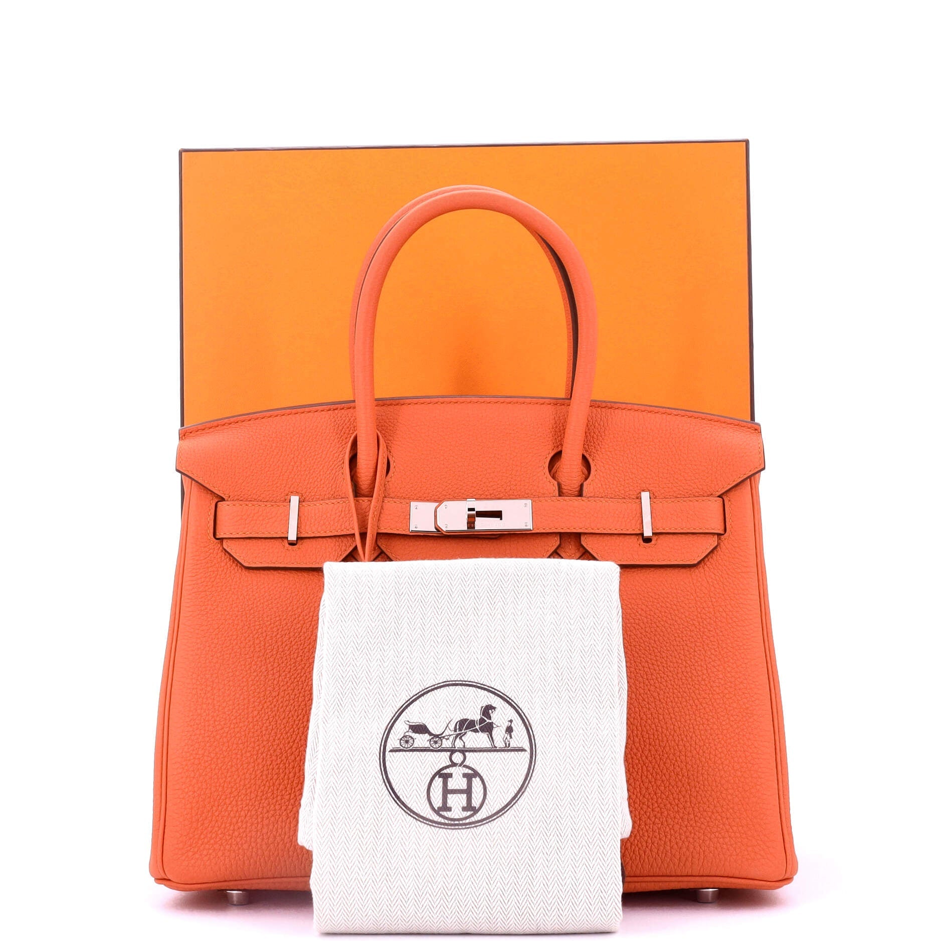 Hermes Birkin Handbag Orange Togo with Palladium Hardware 30