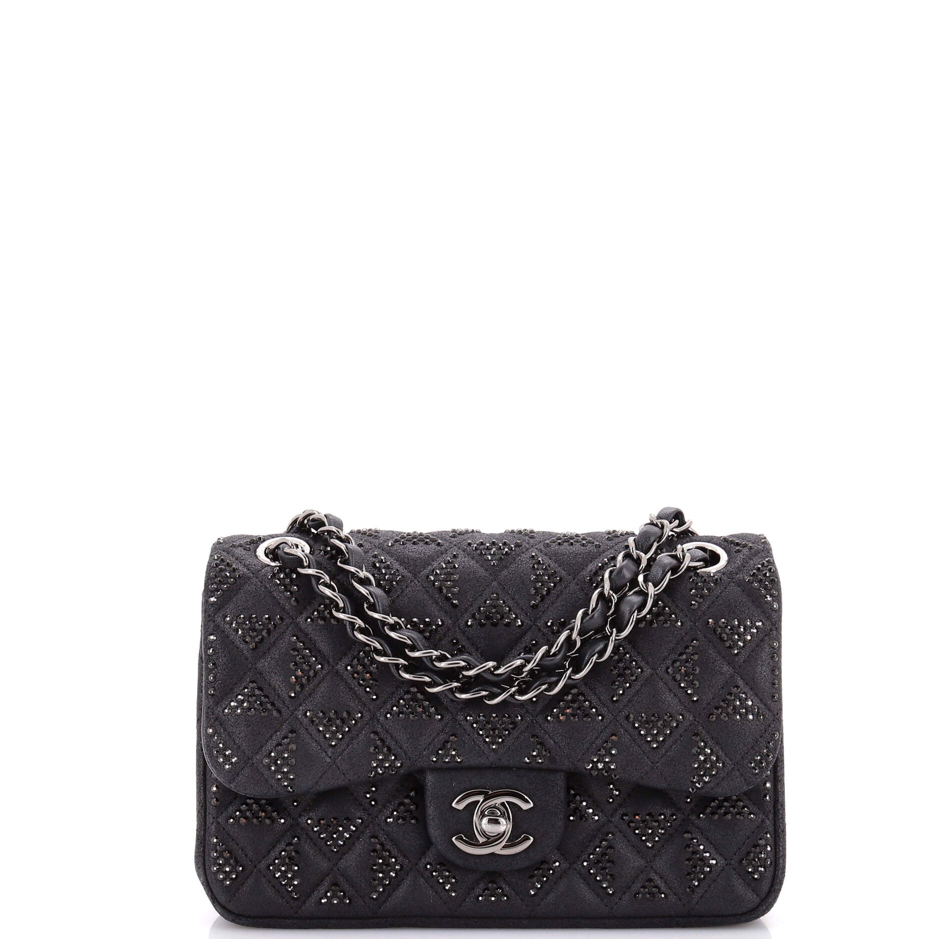 Chanel CC Flap Bag Crystal Embellished Quilted Goatskin Mini