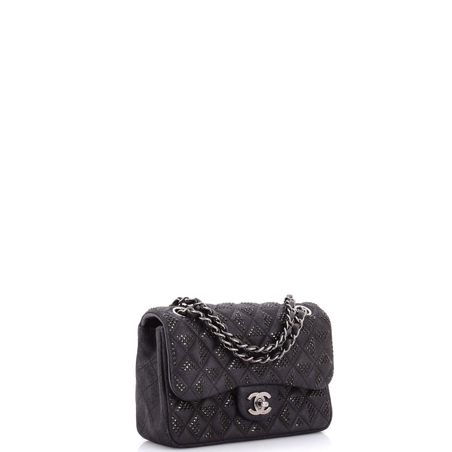 Chanel CC Flap Bag Crystal Embellished Quilted Goatskin Mini