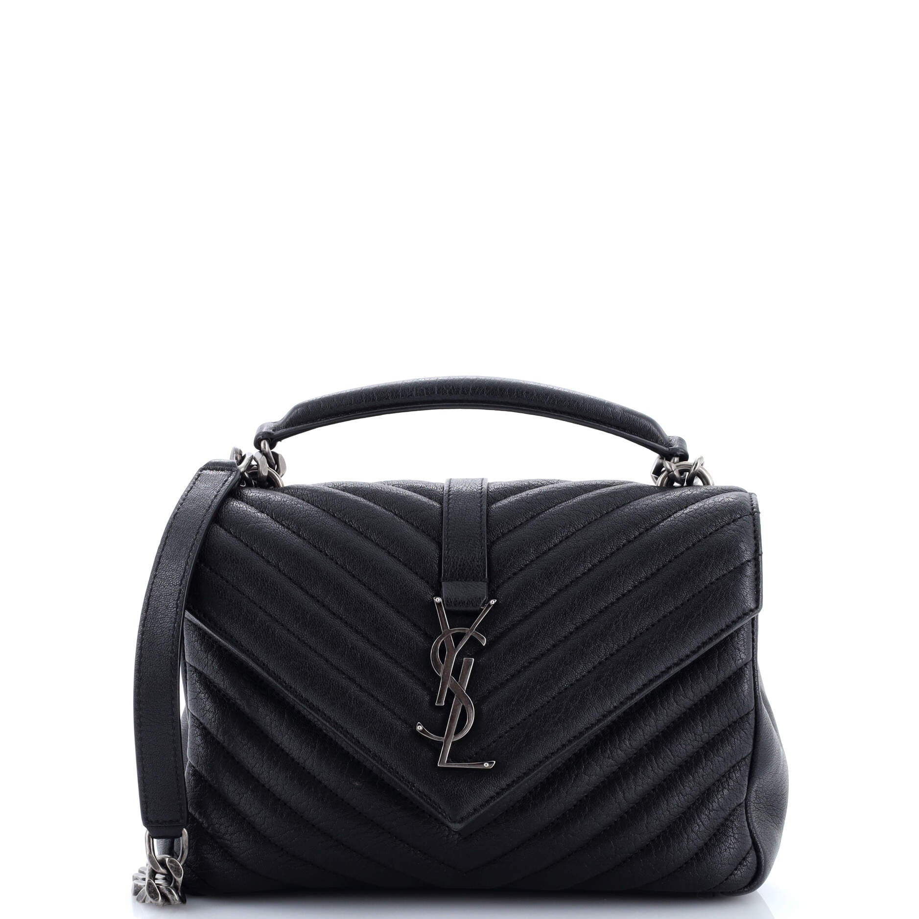 Saint Laurent Classic Monogram College Bag Matelasse Chevron Leather Medium