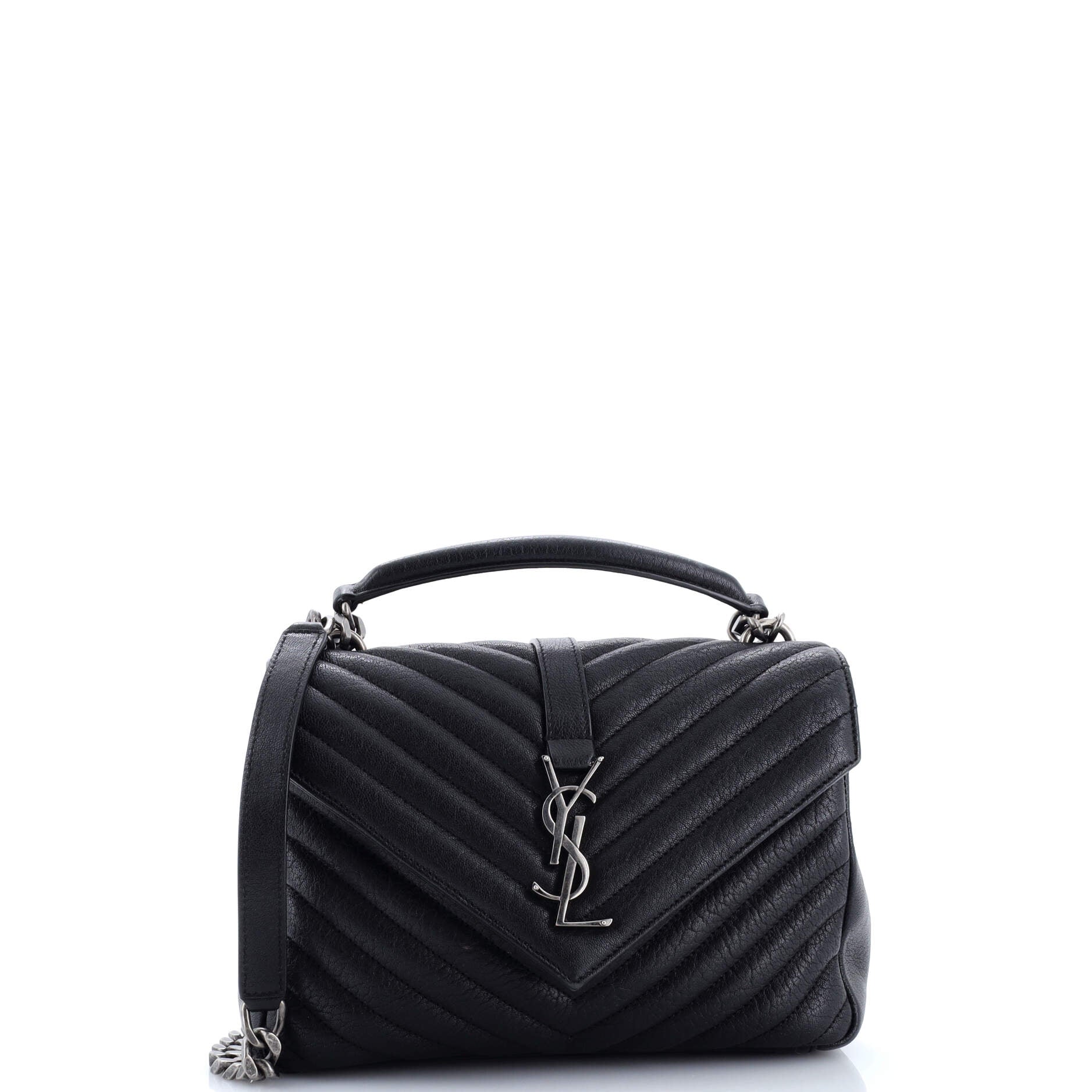 Saint Laurent Classic Monogram College Bag Matelasse Chevron Leather Medium