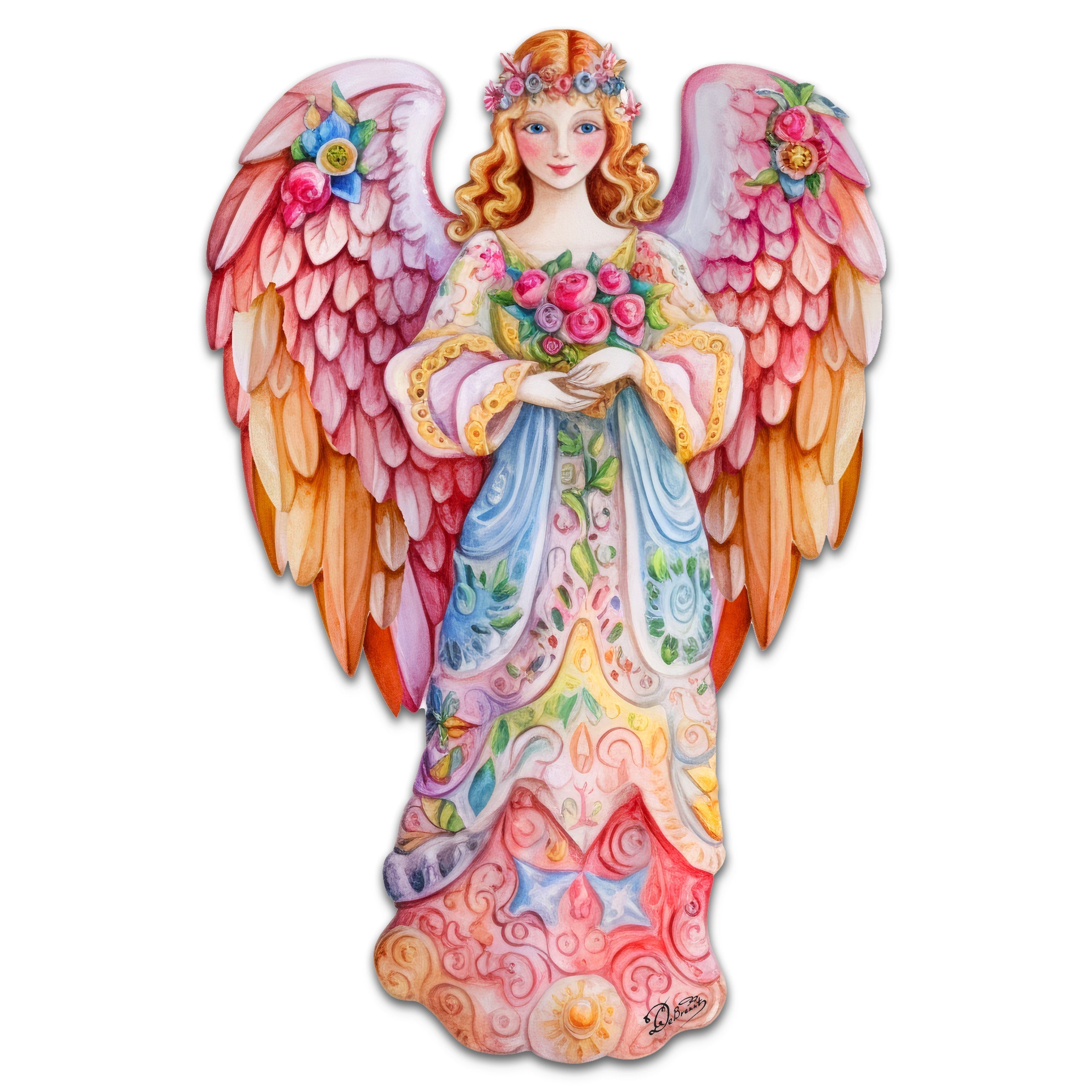 Pink Floral Angel Holiday Door Decor  by G. Debrekht - Christmas Decor - 8611023H