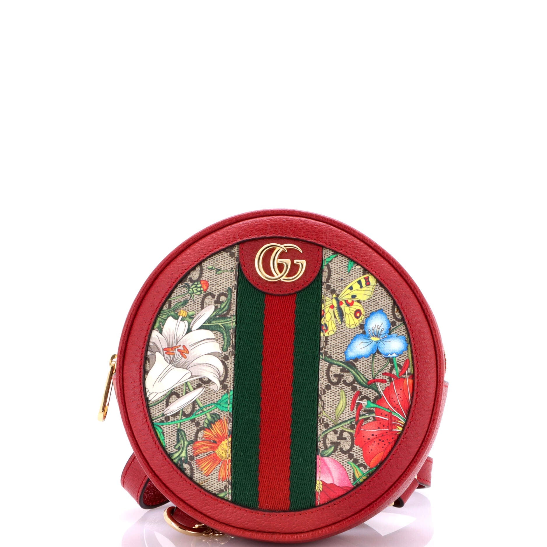 Gucci Ophidia Round Backpack Flora GG Coated Canvas Mini