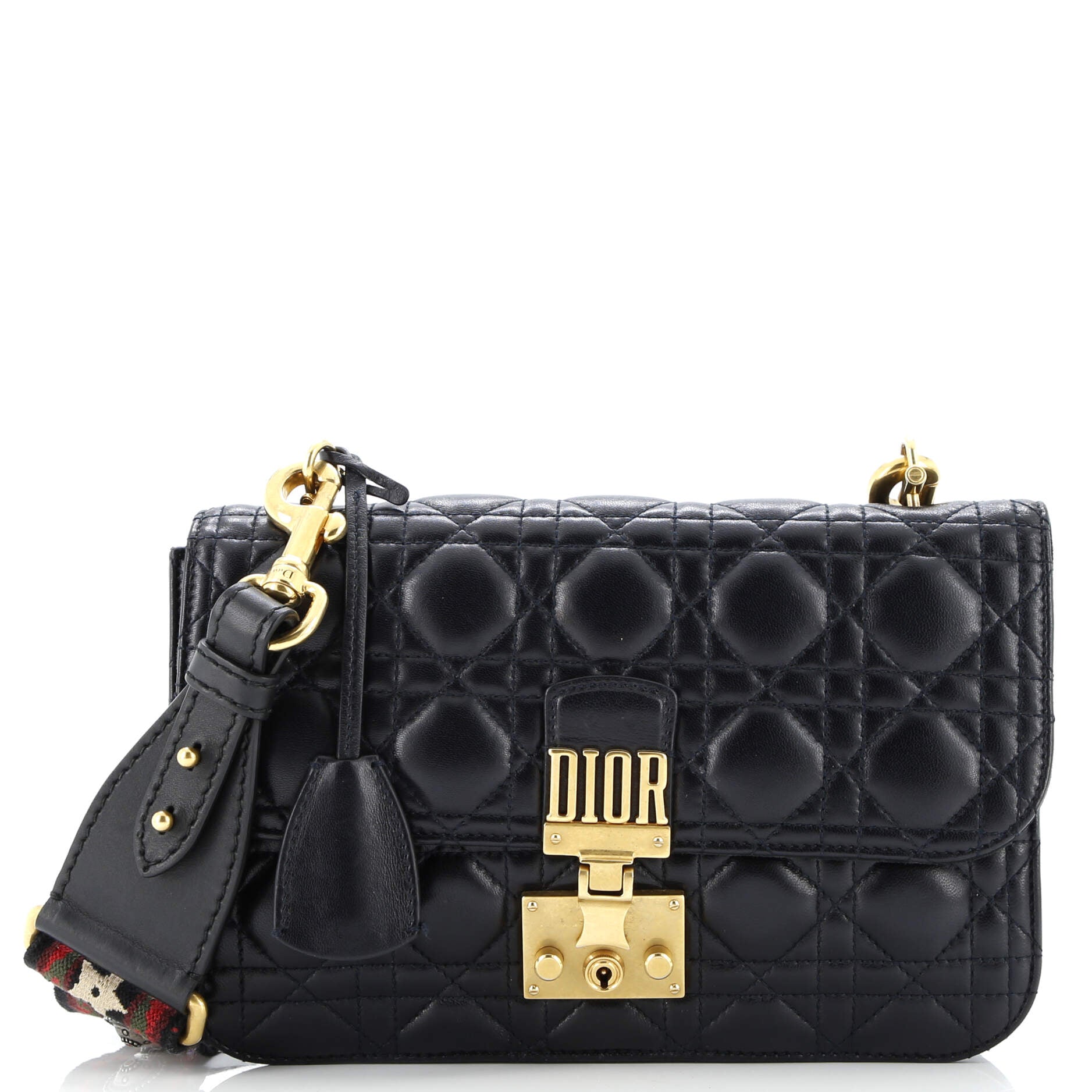 Christian Dior Dioraddict Flap Bag with Strap Cannage Quilt Lambskin Medium
