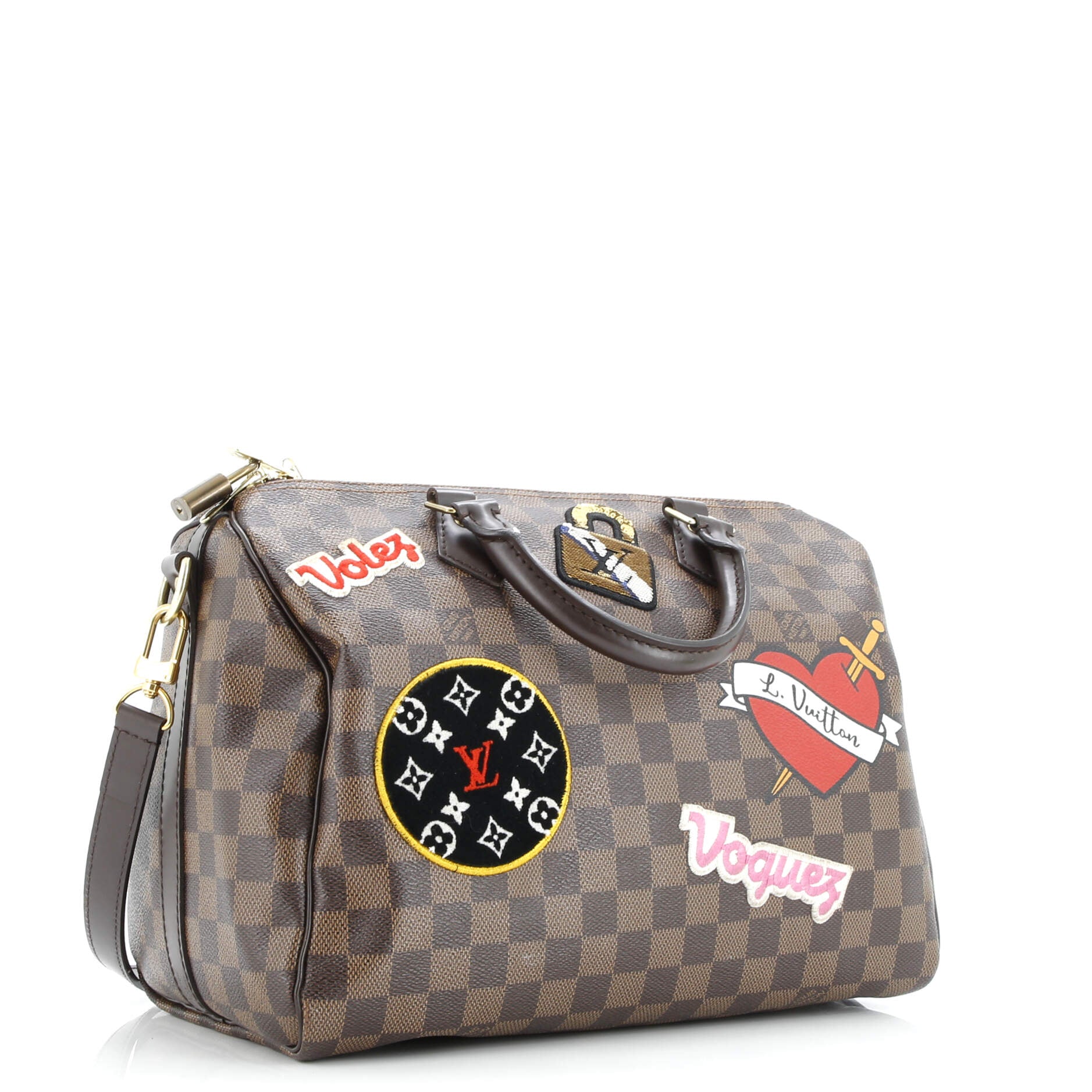 Louis Vuitton Speedy Bandouliere Bag Limited Edition Patches Damier 30
