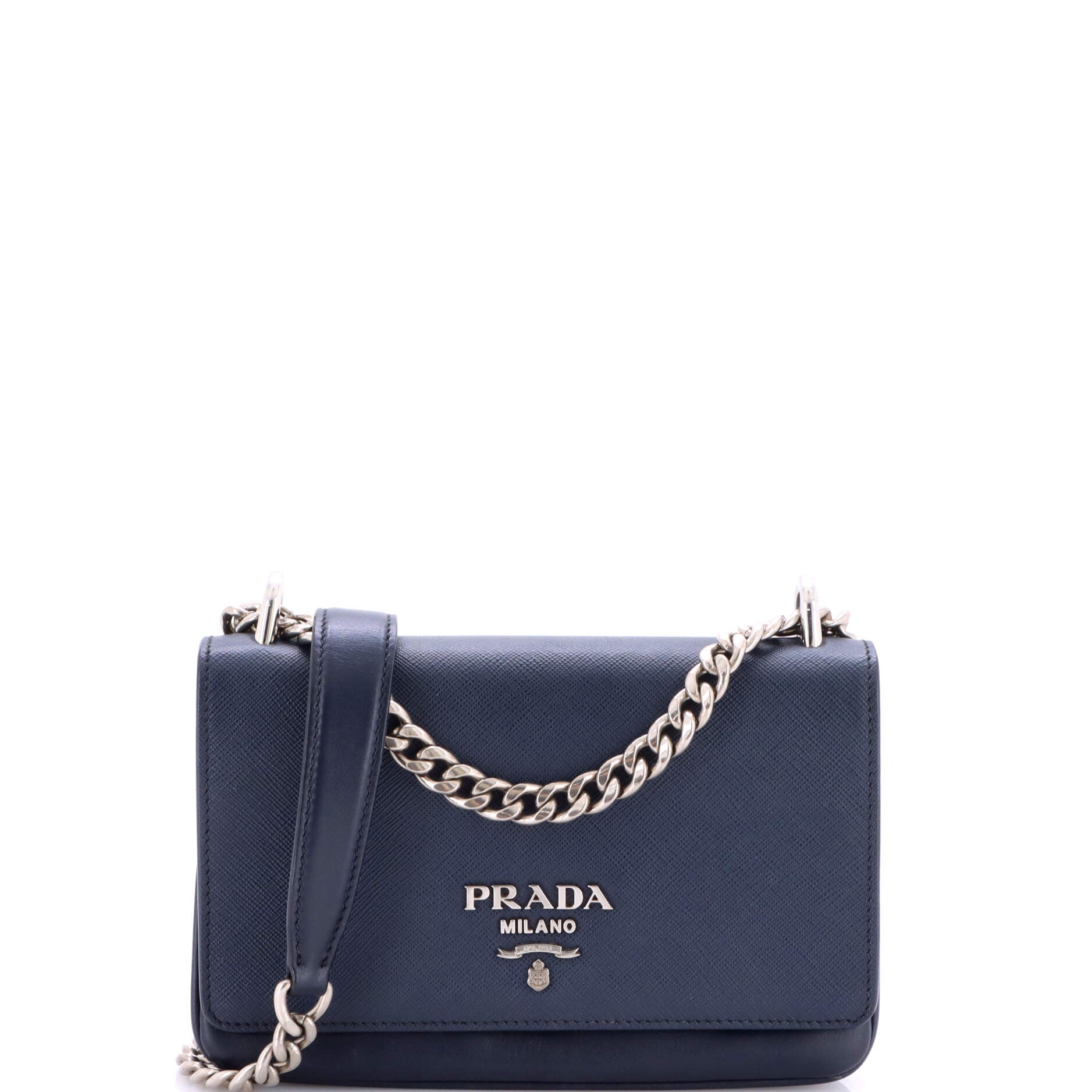 Prada Chain Flap Crossbody Bag Saffiano and Soft Calf Small
