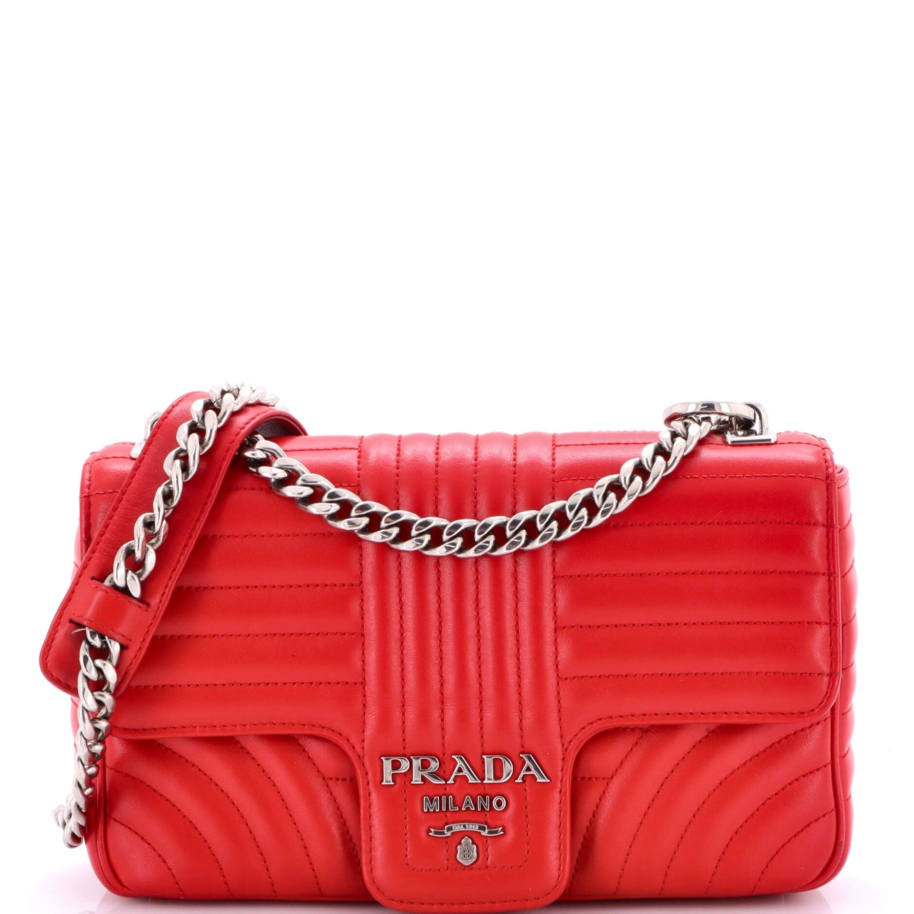 Prada Chain Flap Shoulder Bag Diagramme Quilted Leather Medium