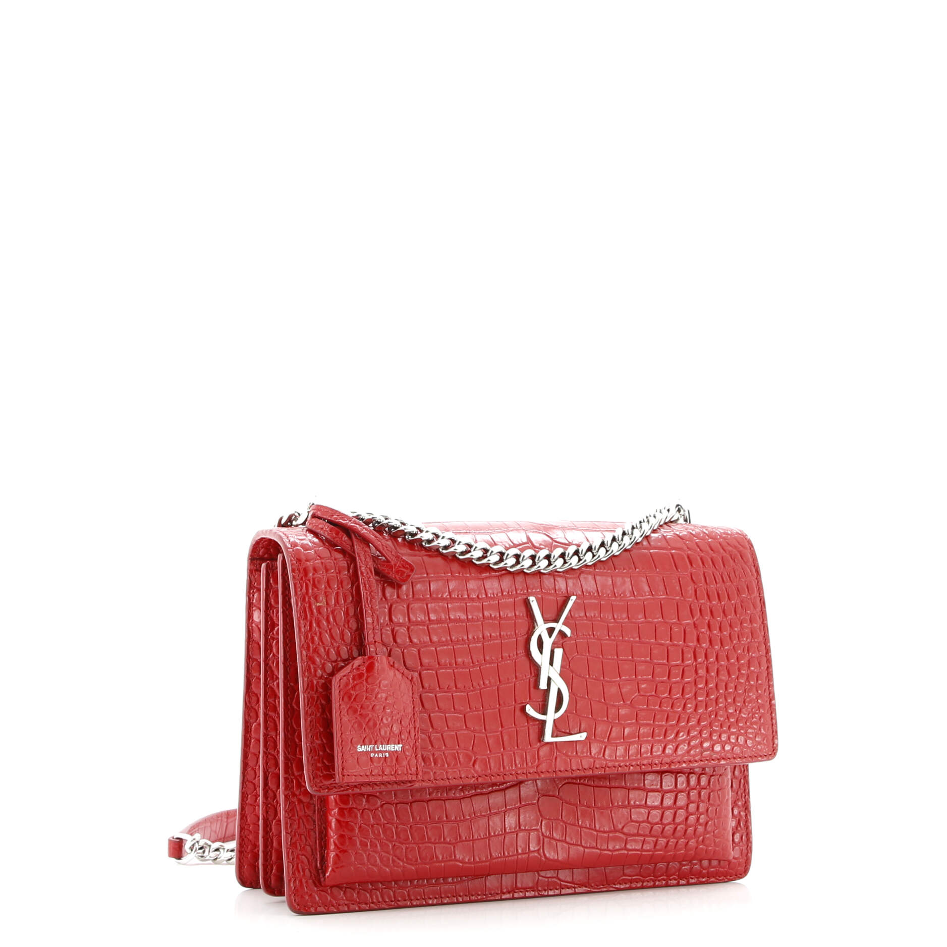 Saint Laurent Sunset Crossbody Bag Crocodile Embossed Leather Medium