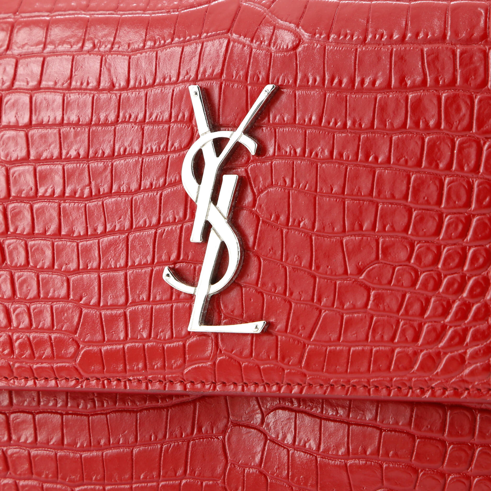 Saint Laurent Sunset Crossbody Bag Crocodile Embossed Leather Medium